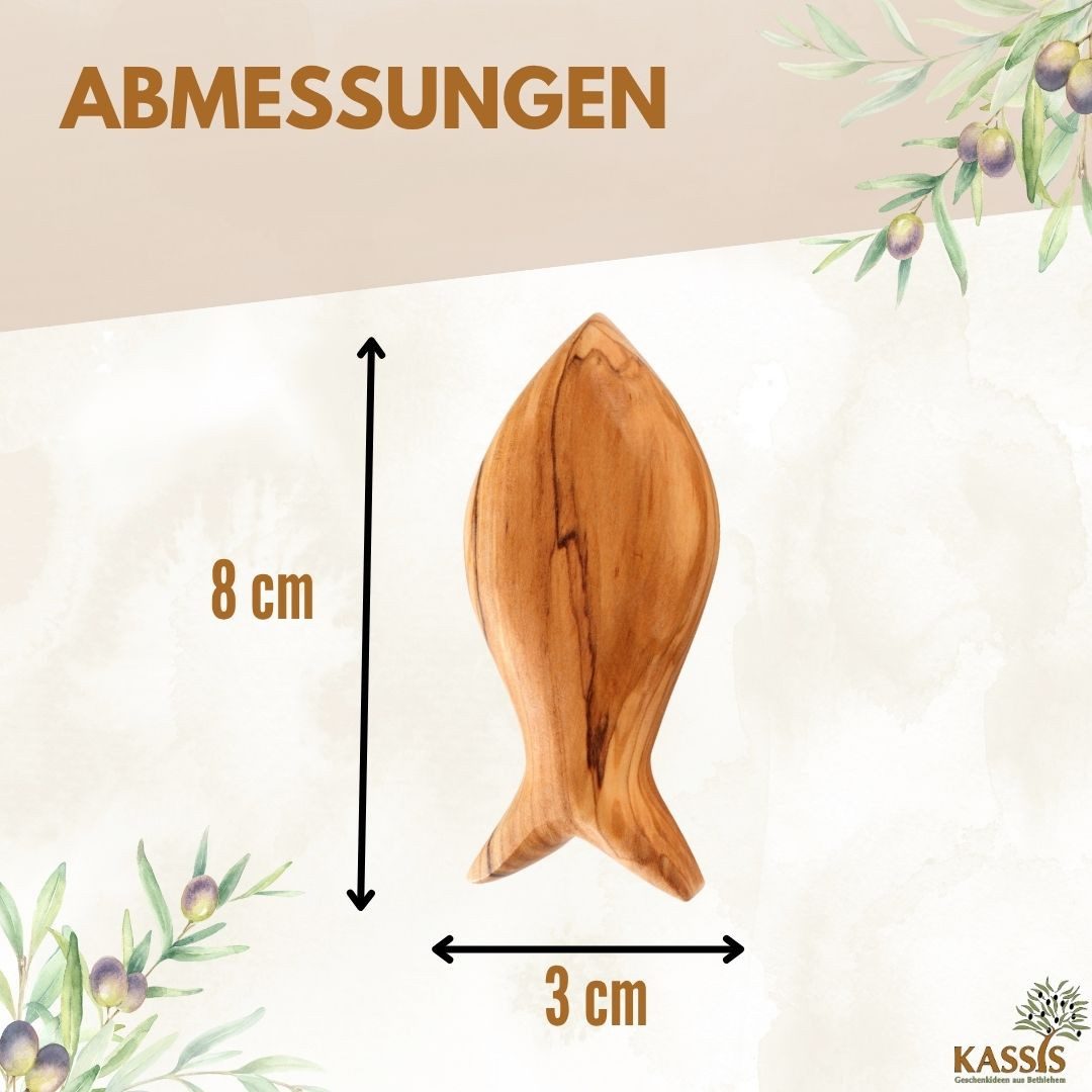 Kassis Geschenkartikel Dekoobjekt Olivenholz Fisch Handschmeichler, Antistress Glücksbringer, handgefertigt in Bethlehem, Geschenk zu mehreren Anlässen