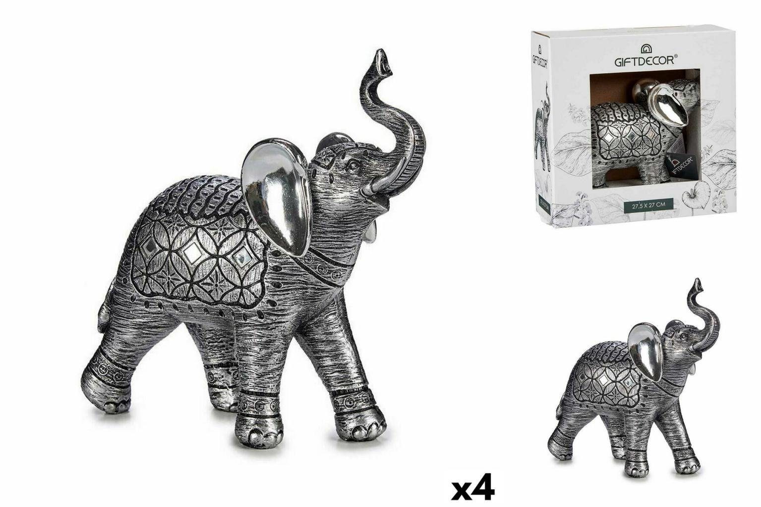 Decor 11 Elefant 27 x Gift x cm Stück Dekoobjekt 27,5 Silberfarben 4 Deko-Figur