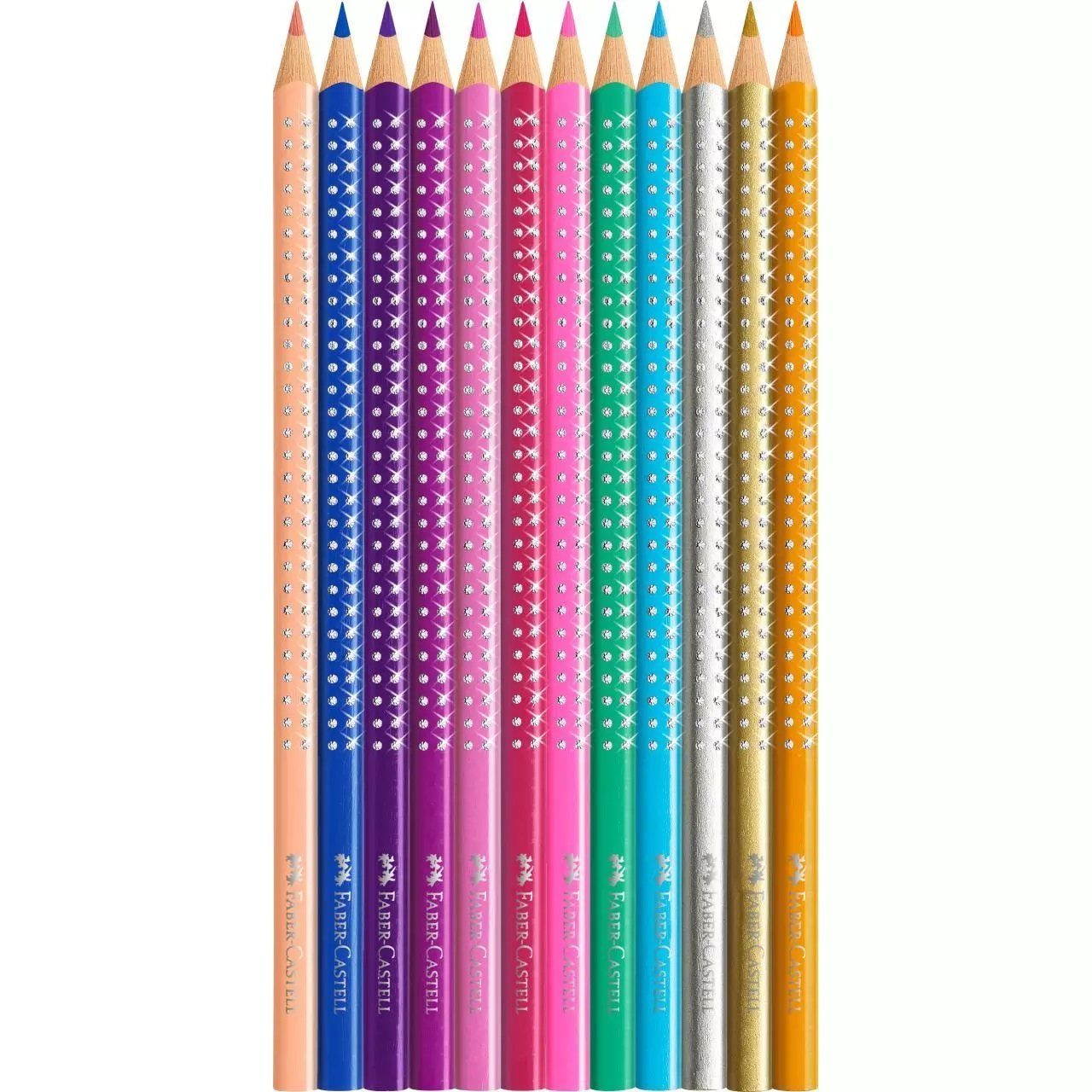 Faber-Castell Buntstift 12er Set Sparkle Bunstifte, (Buntstifte-Set, 12-tlg), im pinken Metallkasten – Bild 3 von 3