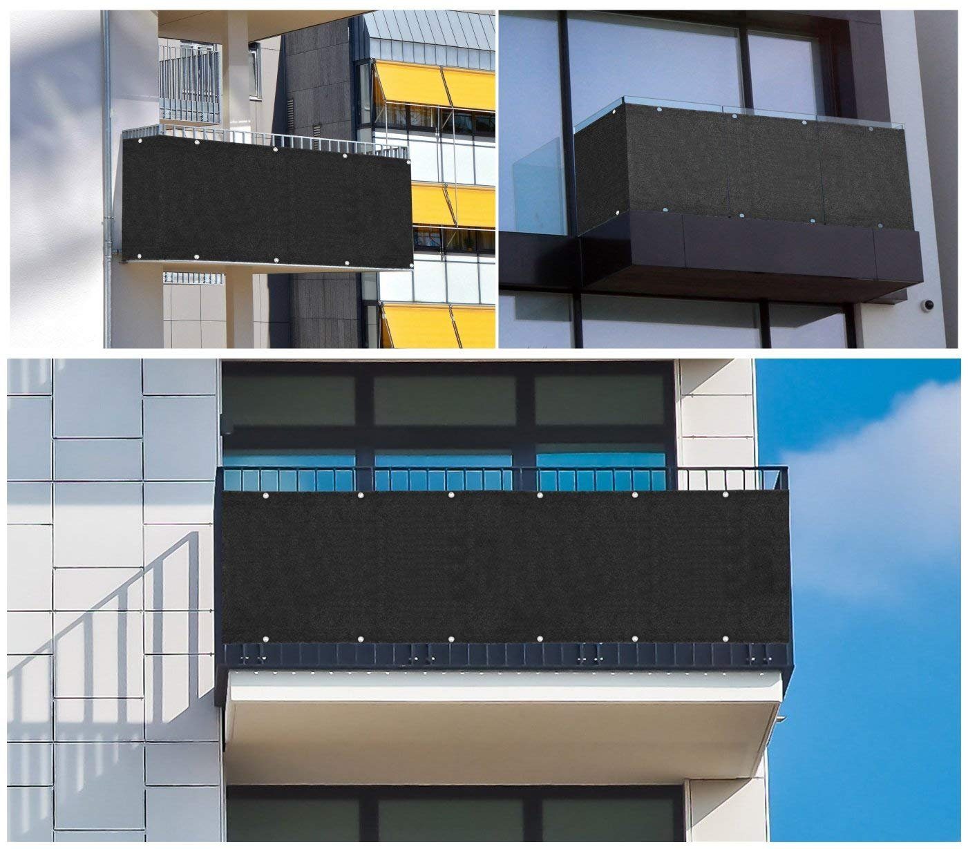 Sekey Balkonsichtschutz Balkon Sichtschutz aus 220g/m² HDPE Balkonbespannung zum Zuschneiden Robustes und wetterfestes Material mit Kordel und Kabelbinder – Bild 4 von 5