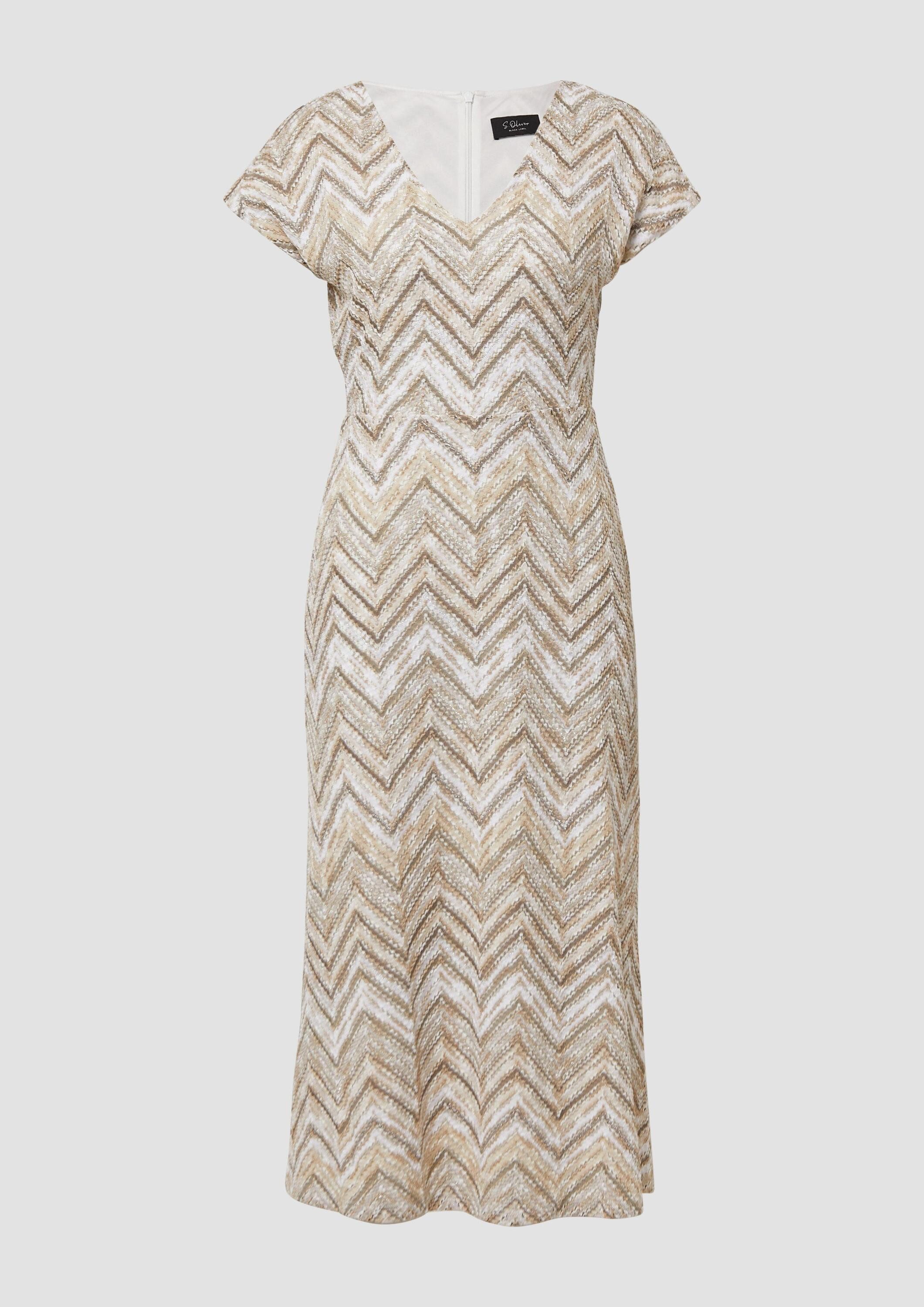 s.Oliver Midikleid Kleid Antailliertes Midikleid aus Strickjersey mit V-Ausschnitt