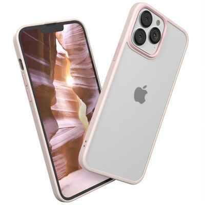 EAZY CASE Handyhülle Outdoor Case für Apple iPhone 13 Pro Max 6,7 Zoll, Hülle kompatibel mit Qi & Magsafe Transparent Backcover Rosé / Altrosa
