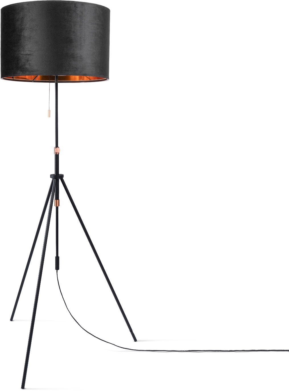 cm Zugschalter Velour Leuchtmittel, 176,5 Stehlampe 121,5 Höhenverstellbar Naomi bis Wohnzimmer Home ohne Paco Color, uni