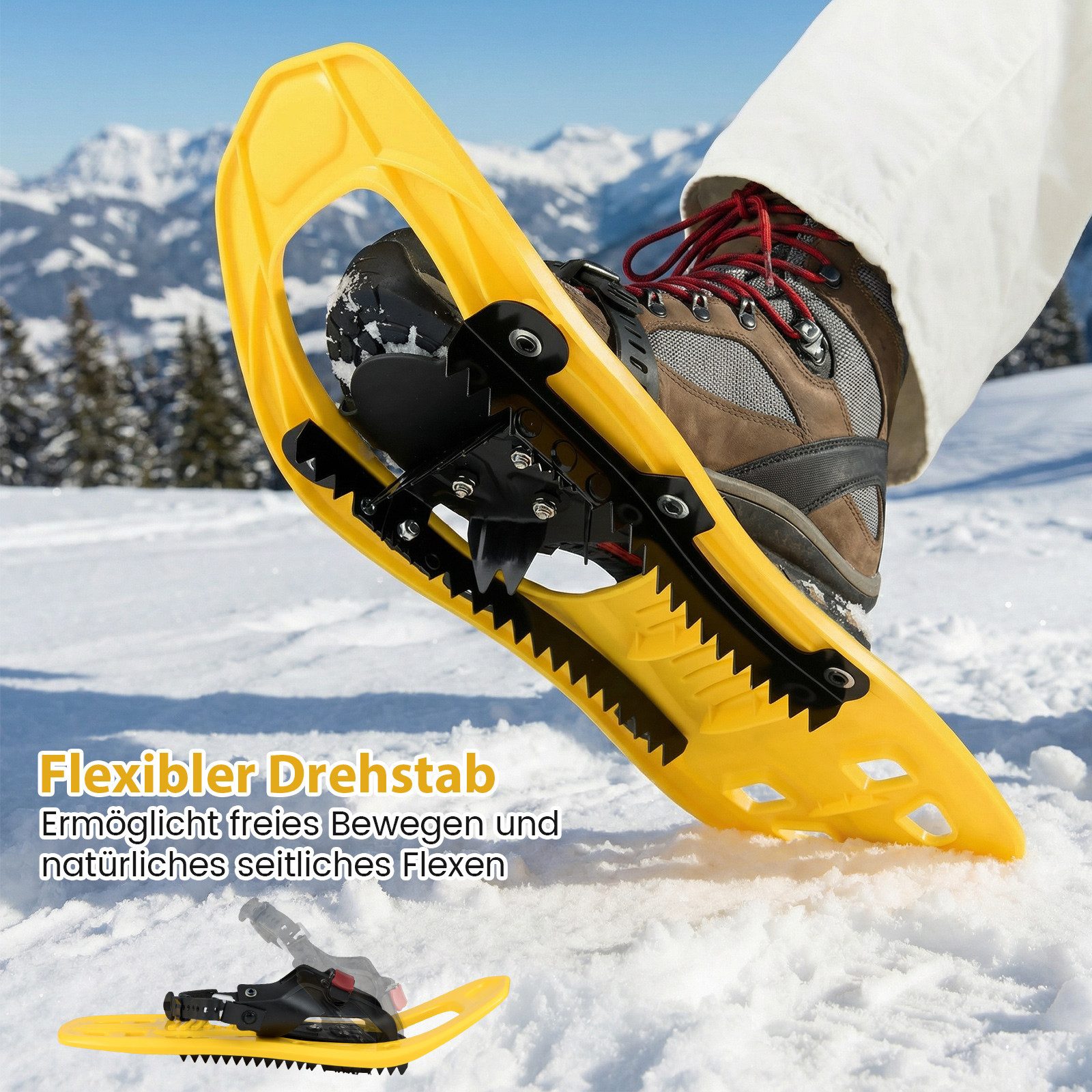 COSTWAY Schneeschuhe, Kinderschneeschuhe mit Teleskop-Wanderstöcken & Tragetasche