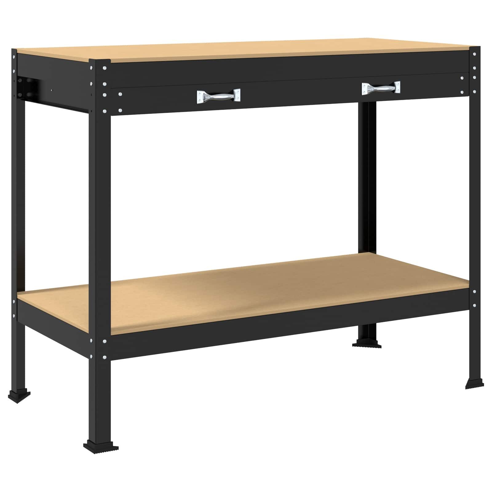 vidaXL Werkbank Werkbank Schwarz 114 x 54 x 91 cm Sperrholz und Metall