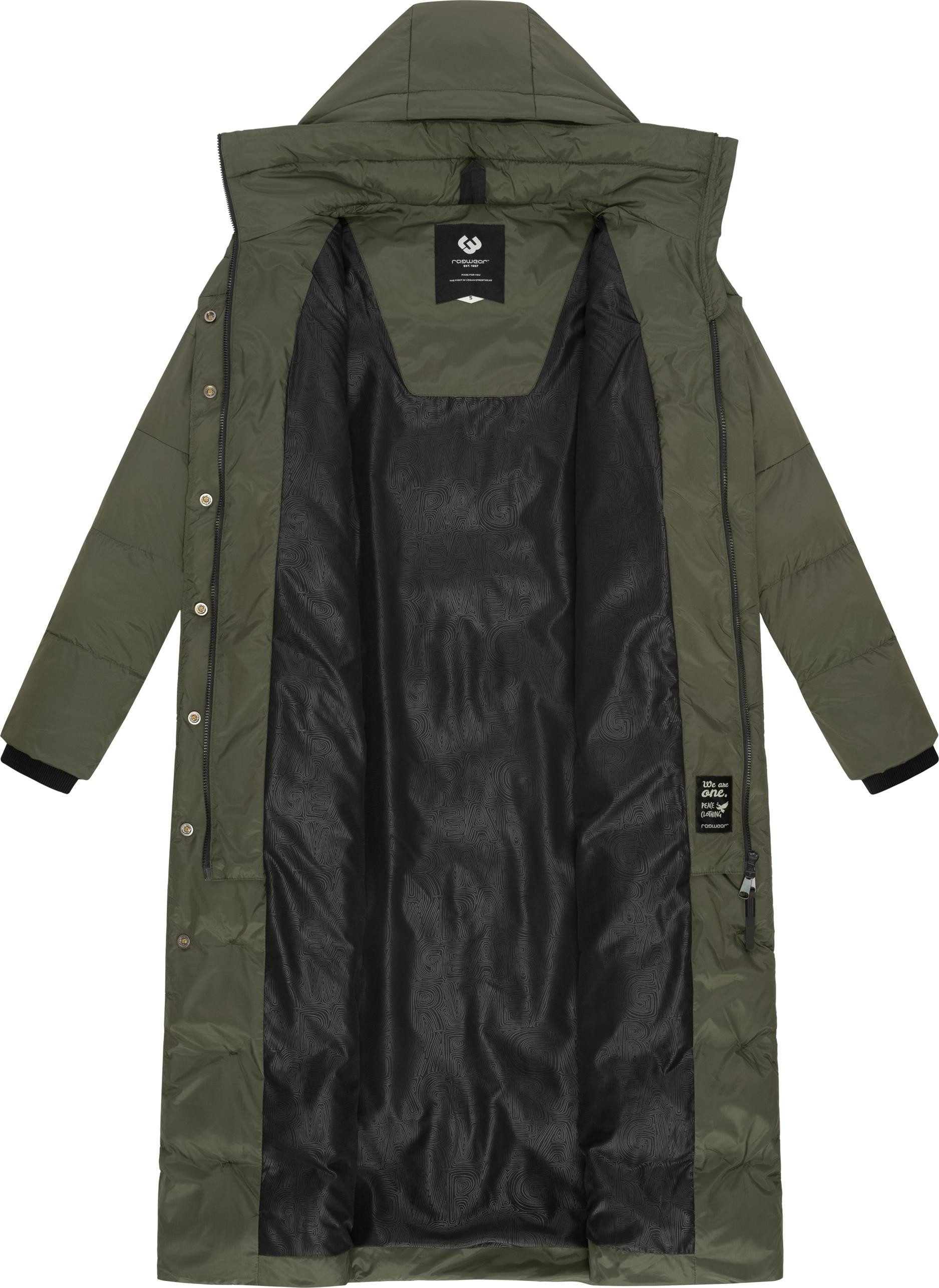 Ragwear Steppmantel Niara Long Gesteppter langer Damen Mantel mit Bindeband