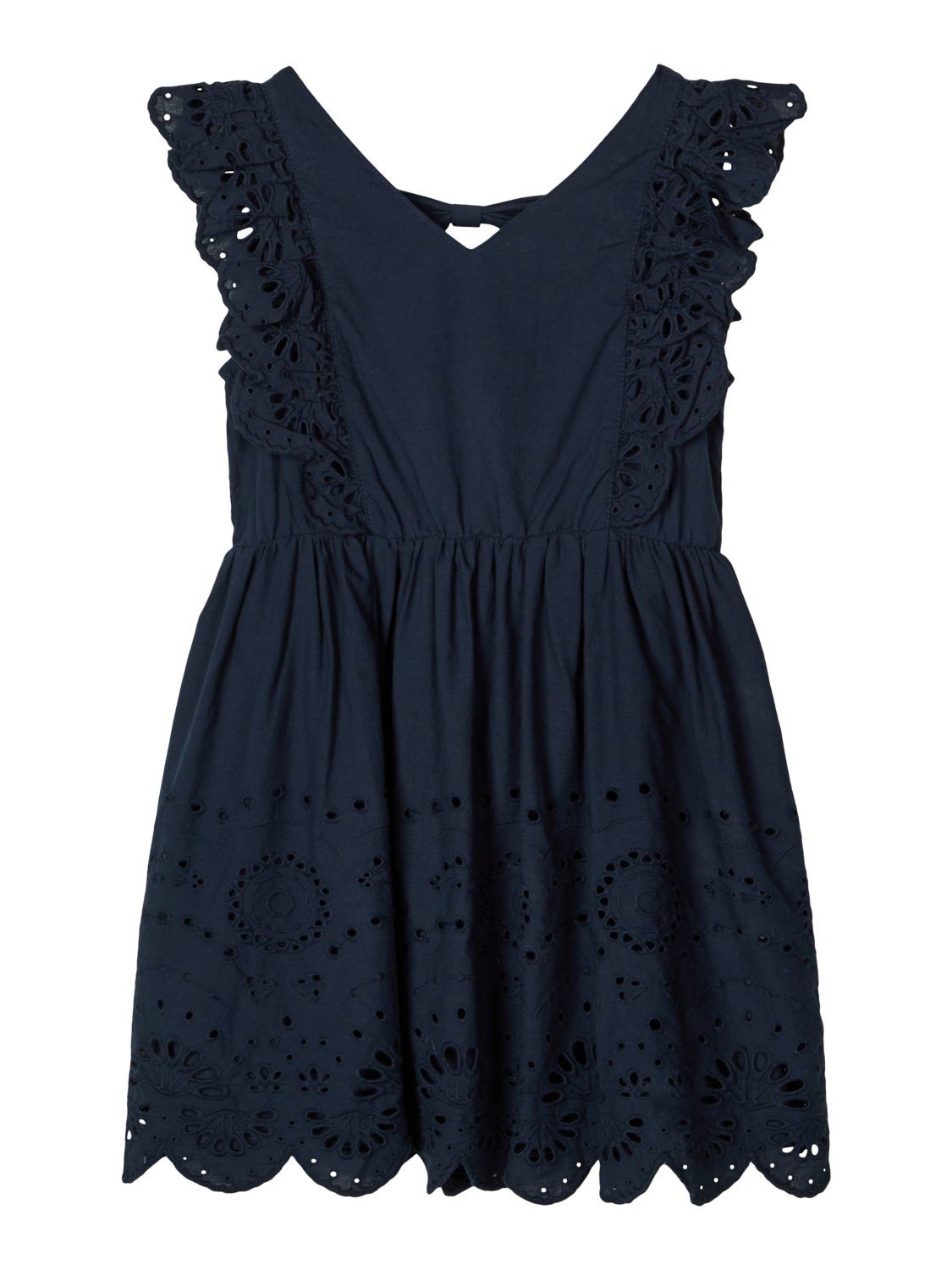 Name It A-Linien-Kleid Name It Mädchen Kleid mit Loch-Stickmuster in blau
