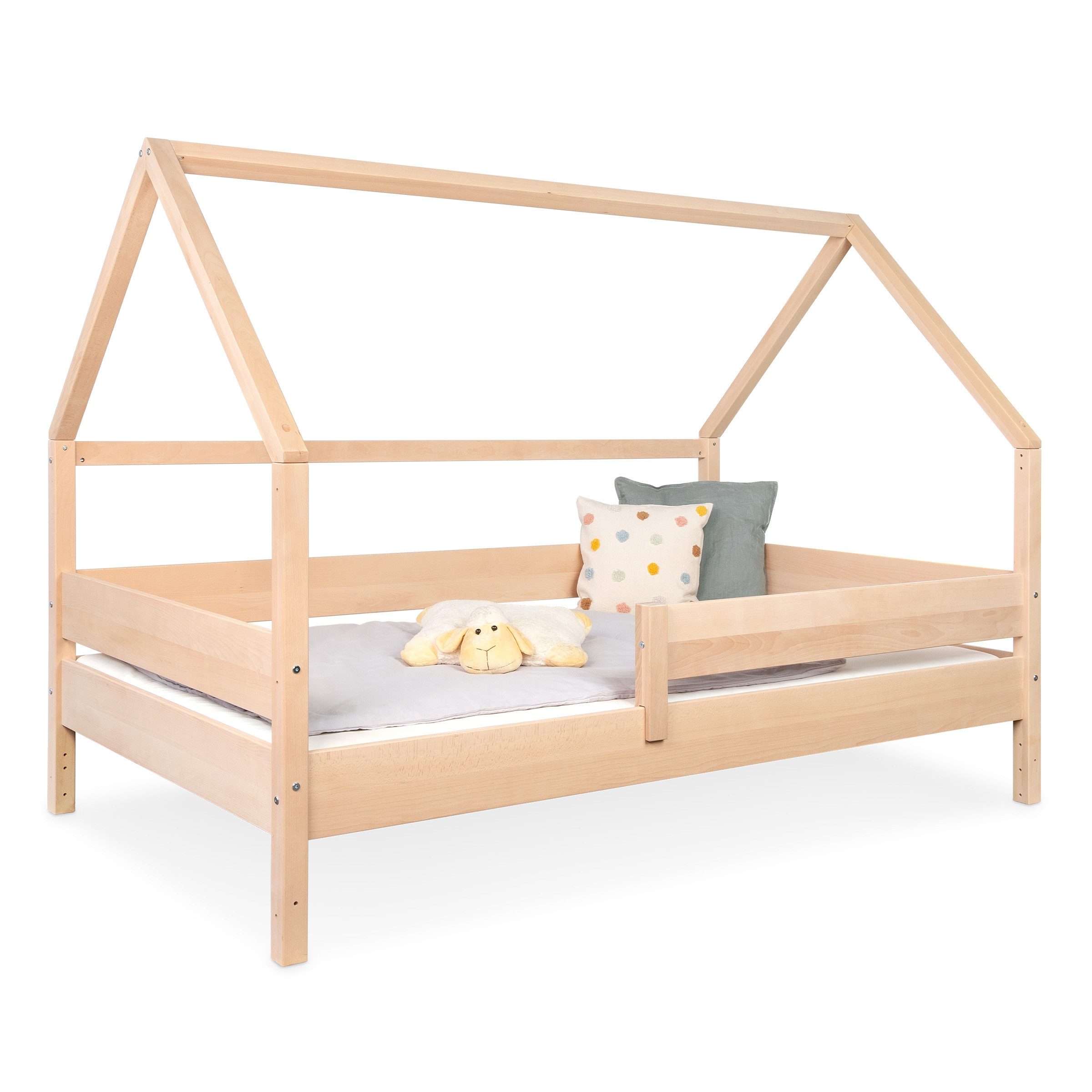 Ehrenkind Bett Hausbett Nova aus massivem Buchenholz mit Rausfallschutz, Massives Buchenholz