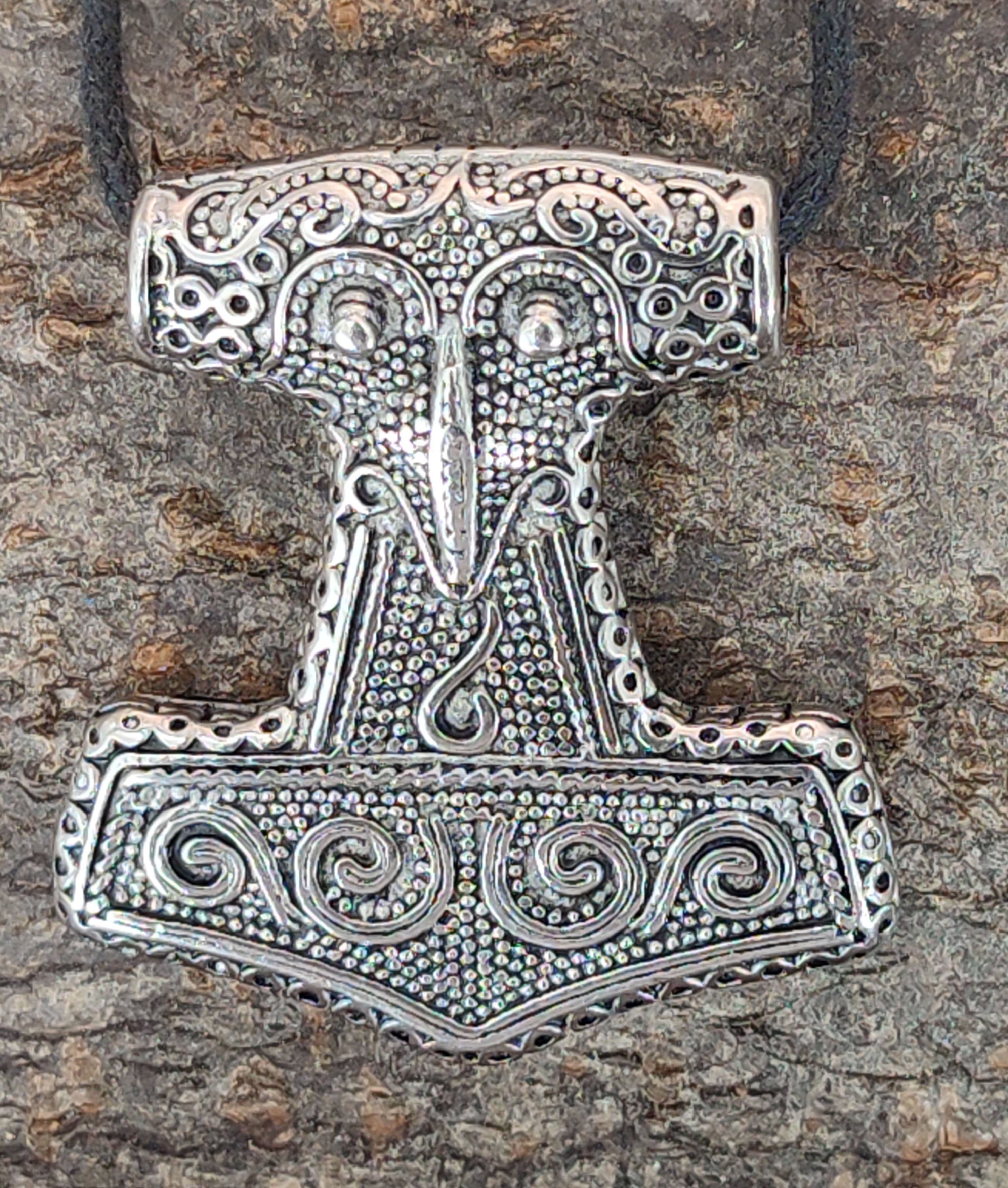 Kiss of Leather Mjölnir Thorhammer Thorshammer Edelstahl Kettenanhänger Schonenhammer Anhänger