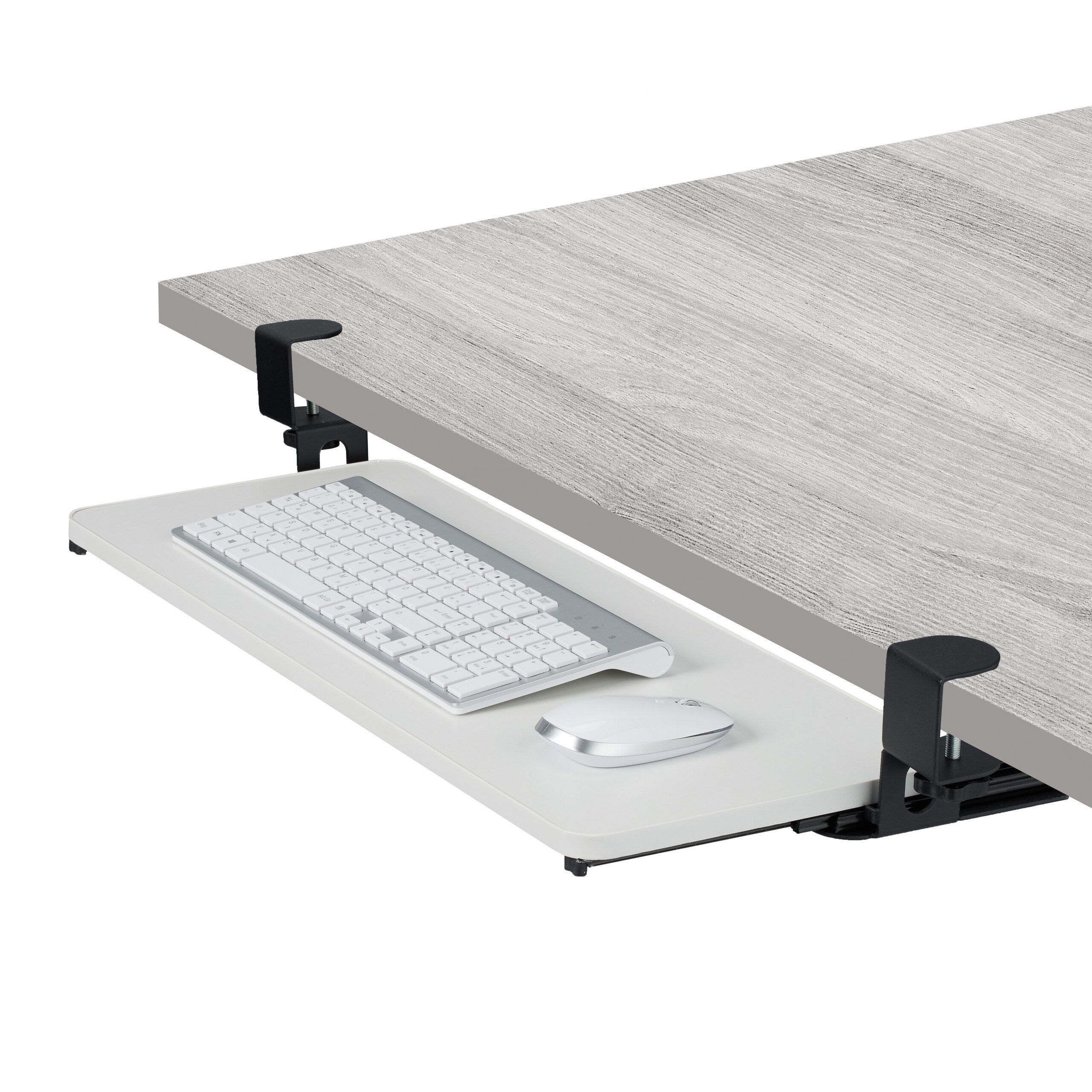 relaxdays Schreibtischaufsatz Ausziehbare Tastaturablage zum Klemmen, (2-St), weiß