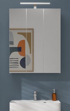 xonox.home Badezimmerspiegelschrank Michigan (Badschrank in weiß 3-türig / 3D, 60 x 76 cm) Soft-Close-Funktion