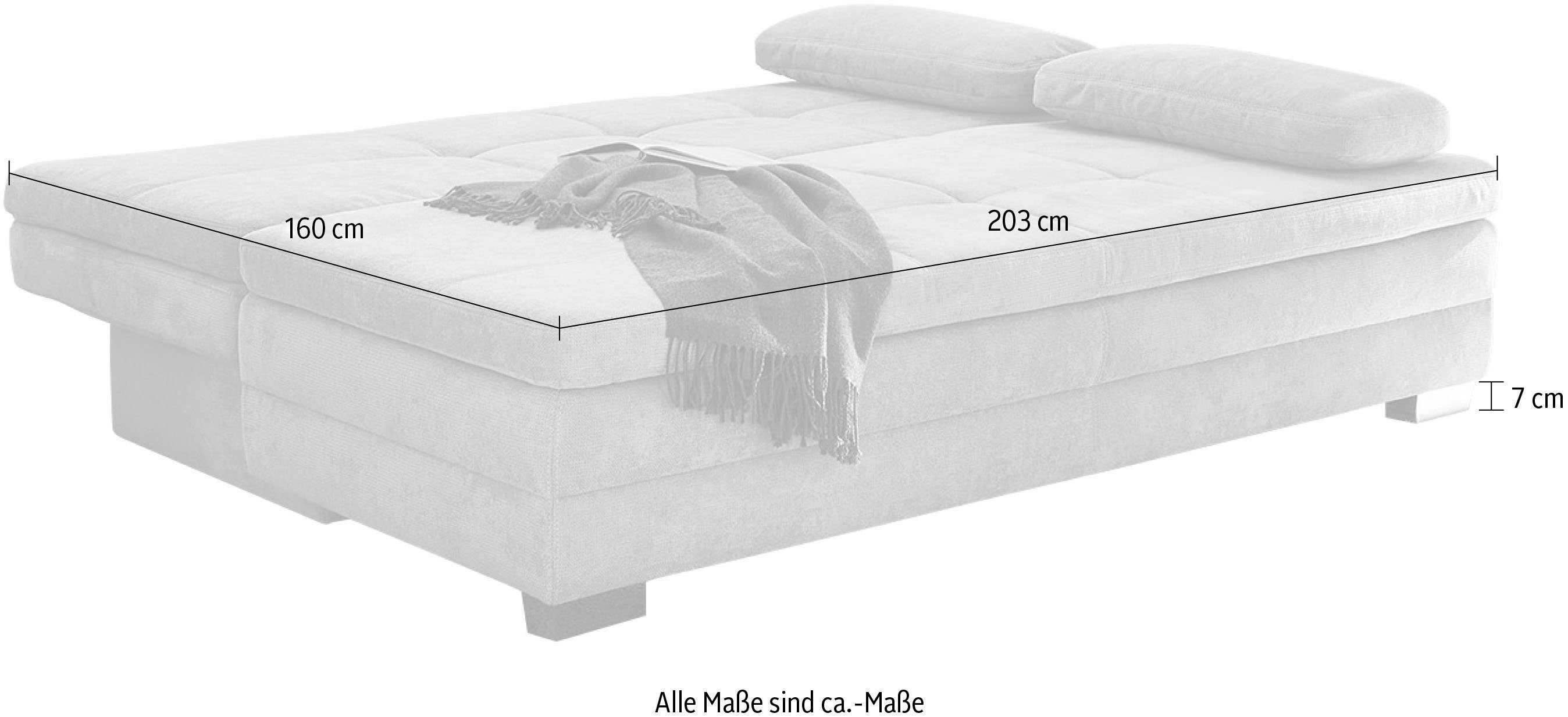 Jockenhöfer Gruppe Schlafsofa mit Bettfunktion Bettkasten, aqua geeignet als und Dauerschläfer Lincoln