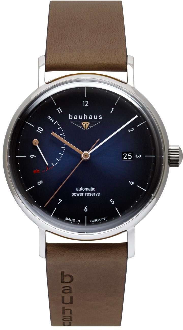 bauhaus Automatikuhr Bauhaus Edition, Power Reserve, 2160-3, Armbanduhr, Herrenuhr, Datum, Made in Germany