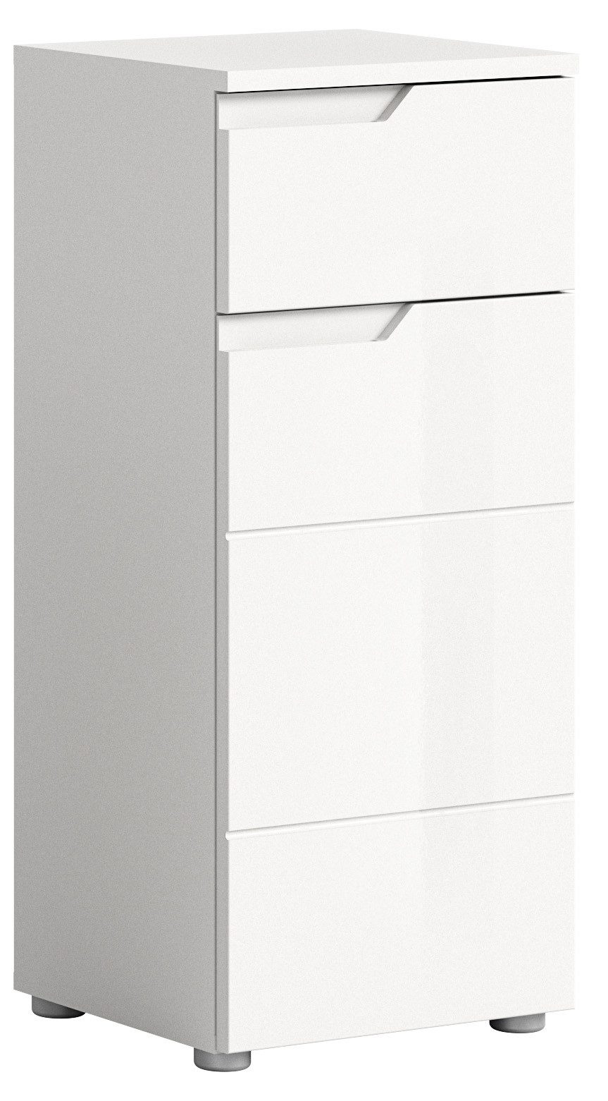 xonox.home Badkommode, Weiß Hochglanz Softclose Melamin Modern 38x87x34 cm