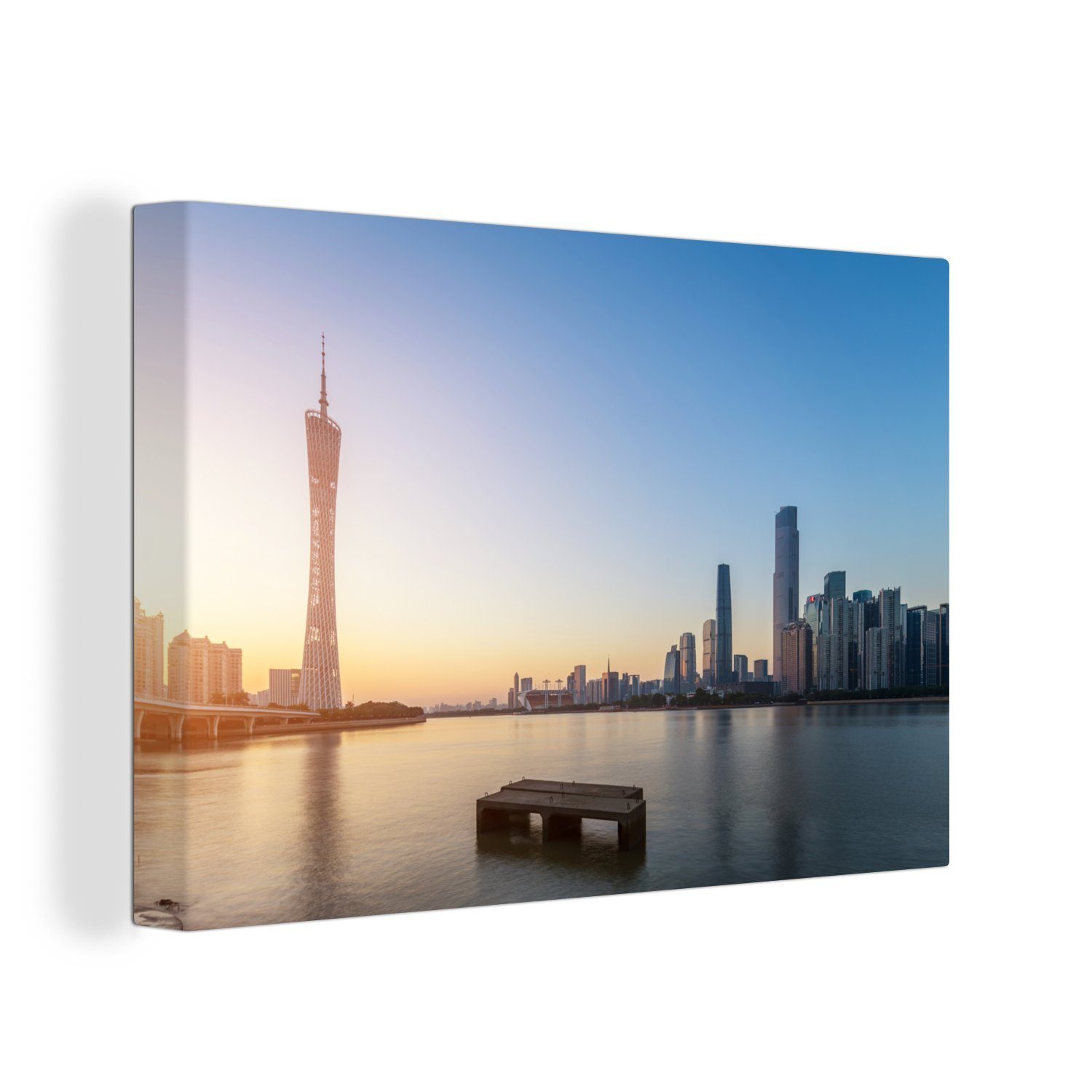 OneMillionCanvasses® Leinwandbild Klarer blauer Himmel in Guangzhou, (1 St), Wandbild Leinwandbilder, Aufhängefertig, Wanddeko, 30x20 cm