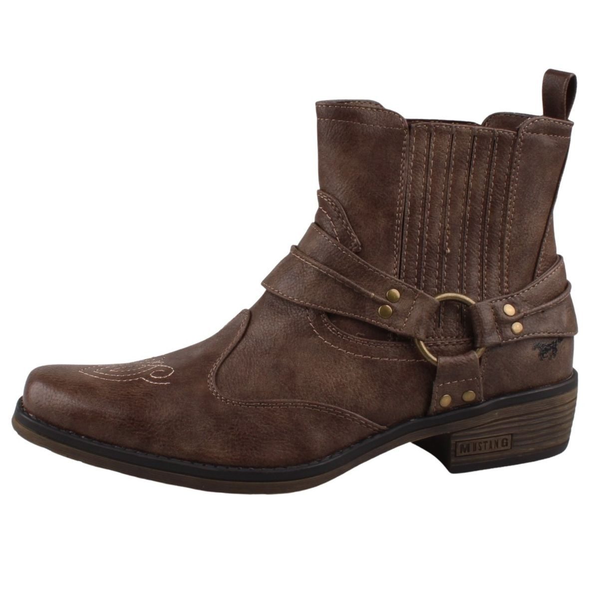 Mustang Shoes 4116501/3 Stiefelette Western-Boots mit dekorativem Stiefelband
