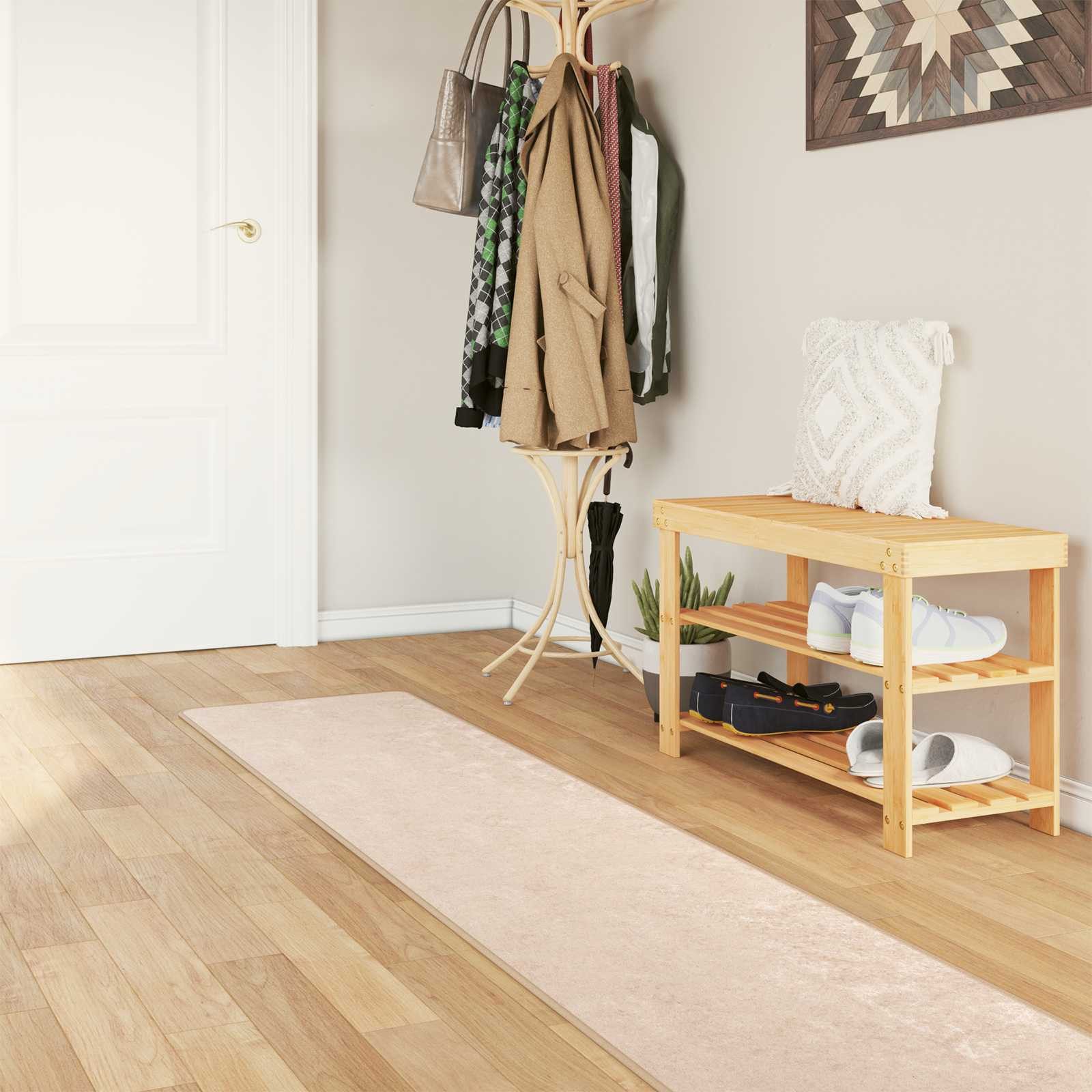 vidaXL Teppich Teppichläufer MARSA Creme 50 x 350 cm Polyester und PVC, Hütte
