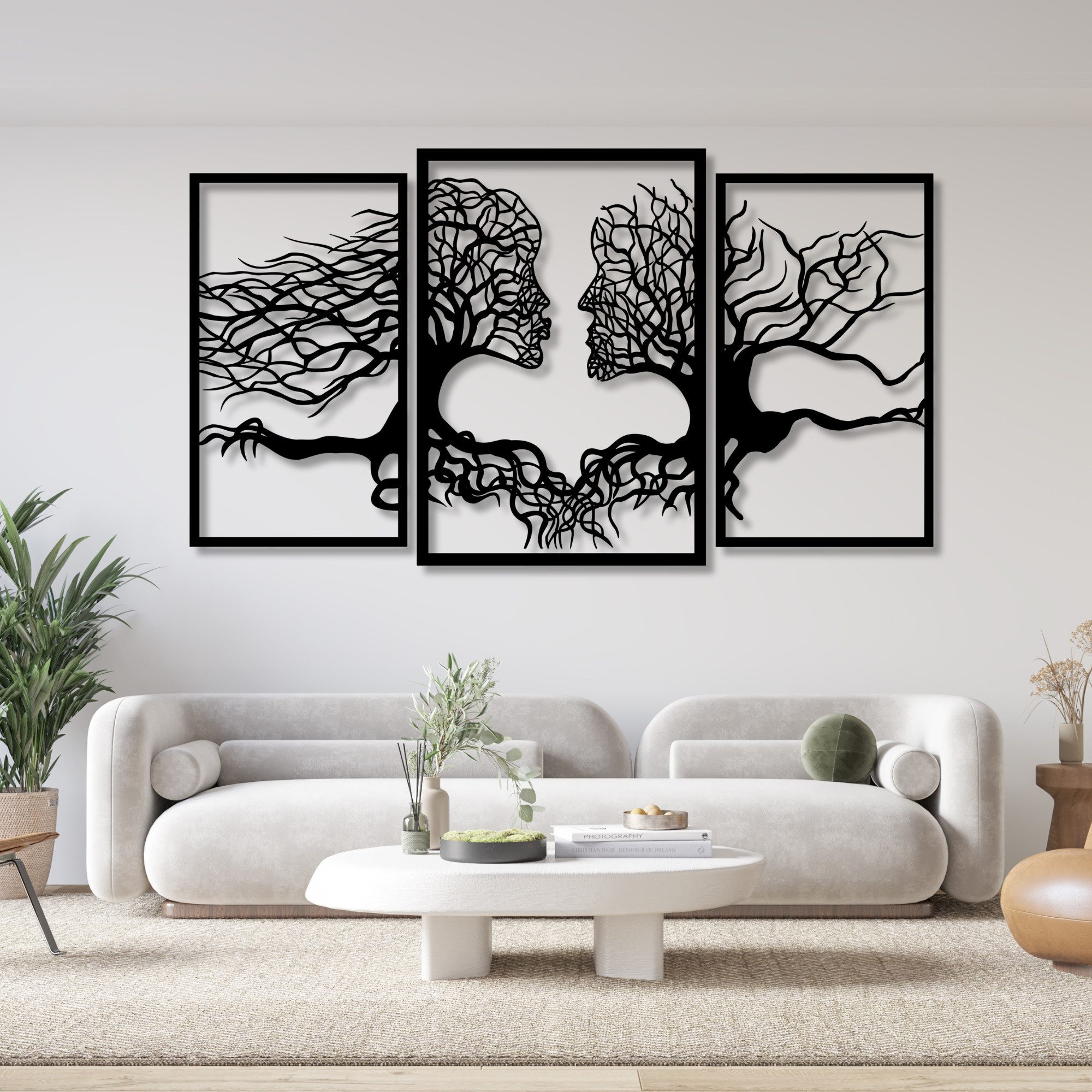 EYOKA Wanddekoobjekt 3D Wandbild aus Holz Wanddeko Moderne Holzkunst 6mm stark, Wanddekoration für Wohnzimmer Schlafzimmer Büro Küche mit Klebepads