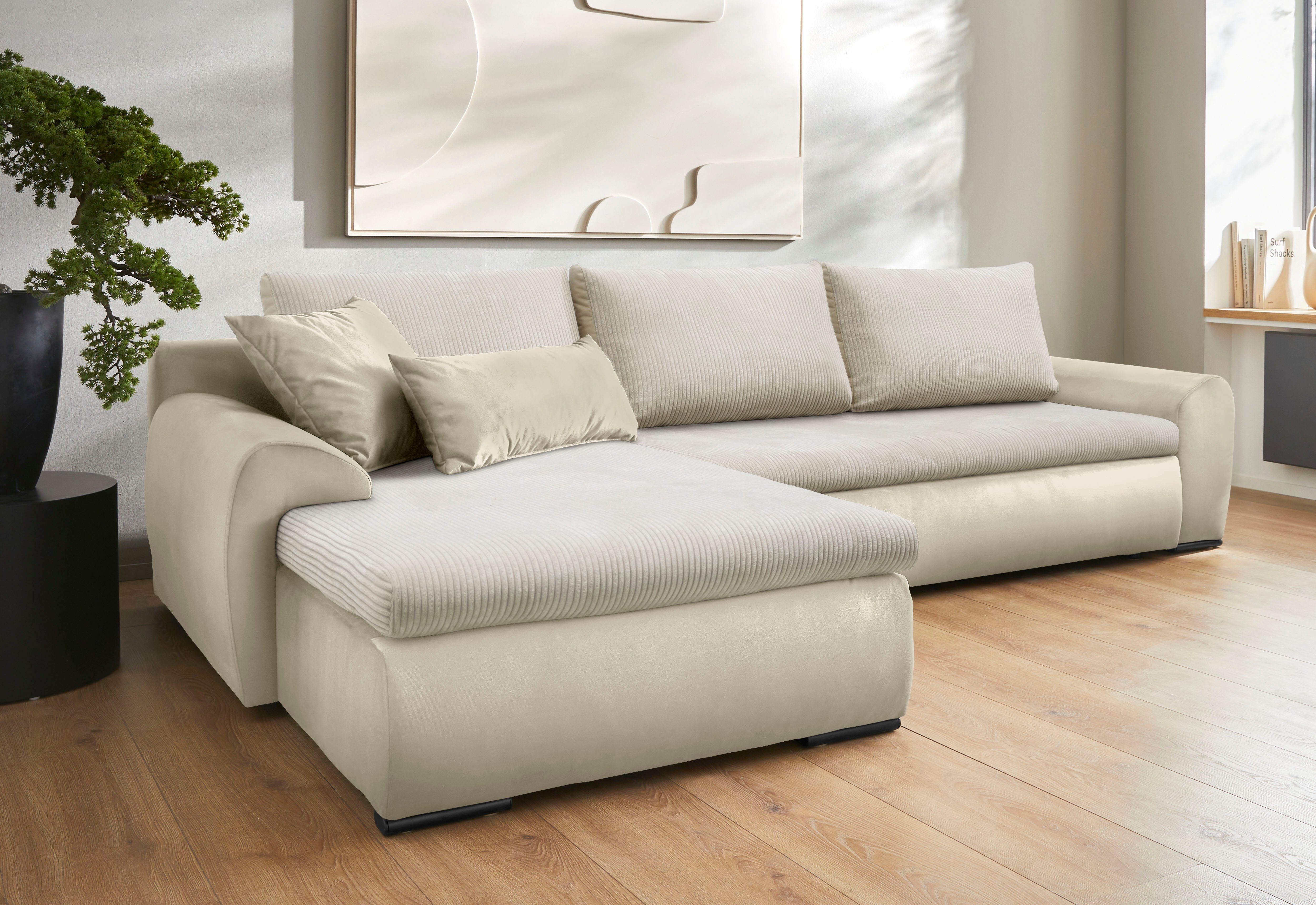 [Super willkommen] Home affaire Bettkasten Ecksofa wahlweise mit Bettfunktion und Win