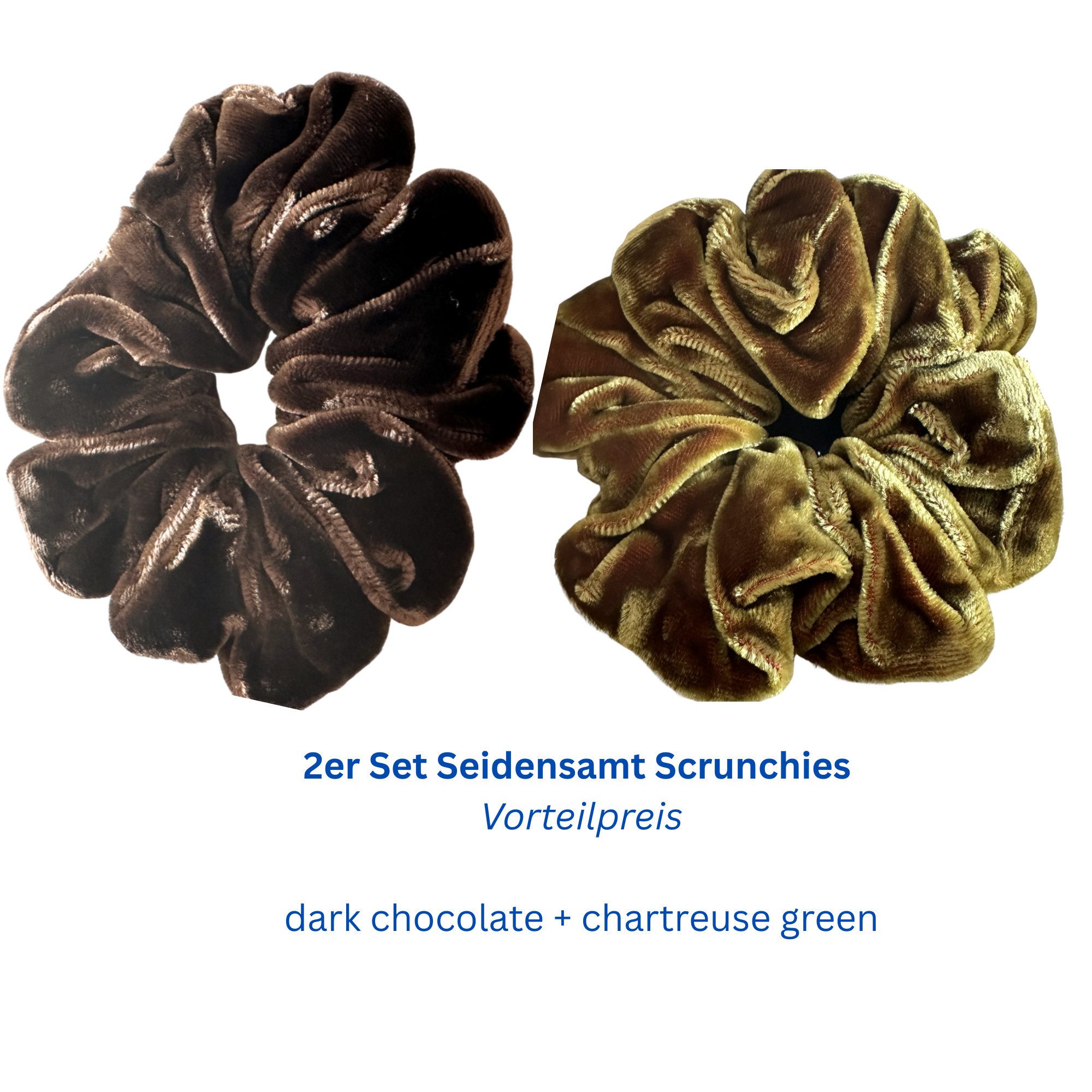 orignee Haargummi 2er Set Seidensamt Scrunchies mit Maulbeerseide, weich & haarschonend, 2-tlg., 2er Set, haarschonend ohne Knick im Haar samtweich elastisch formstabil
