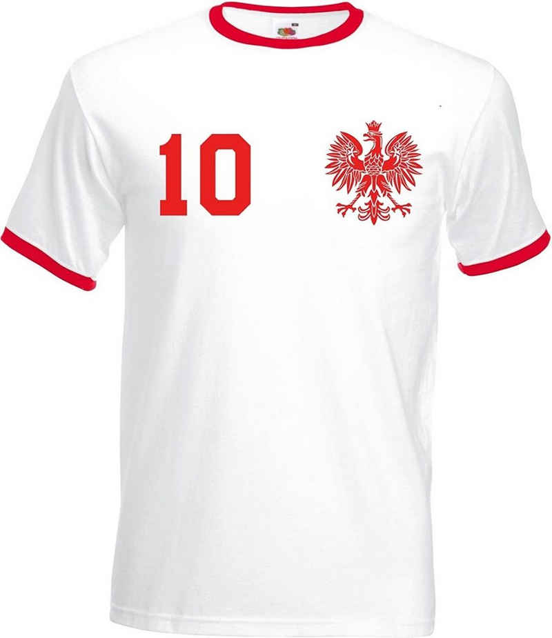 Youth Designz T-Shirt Polen Herren T-Shirt im Fußball Trikot Look mit trendigem Motiv
