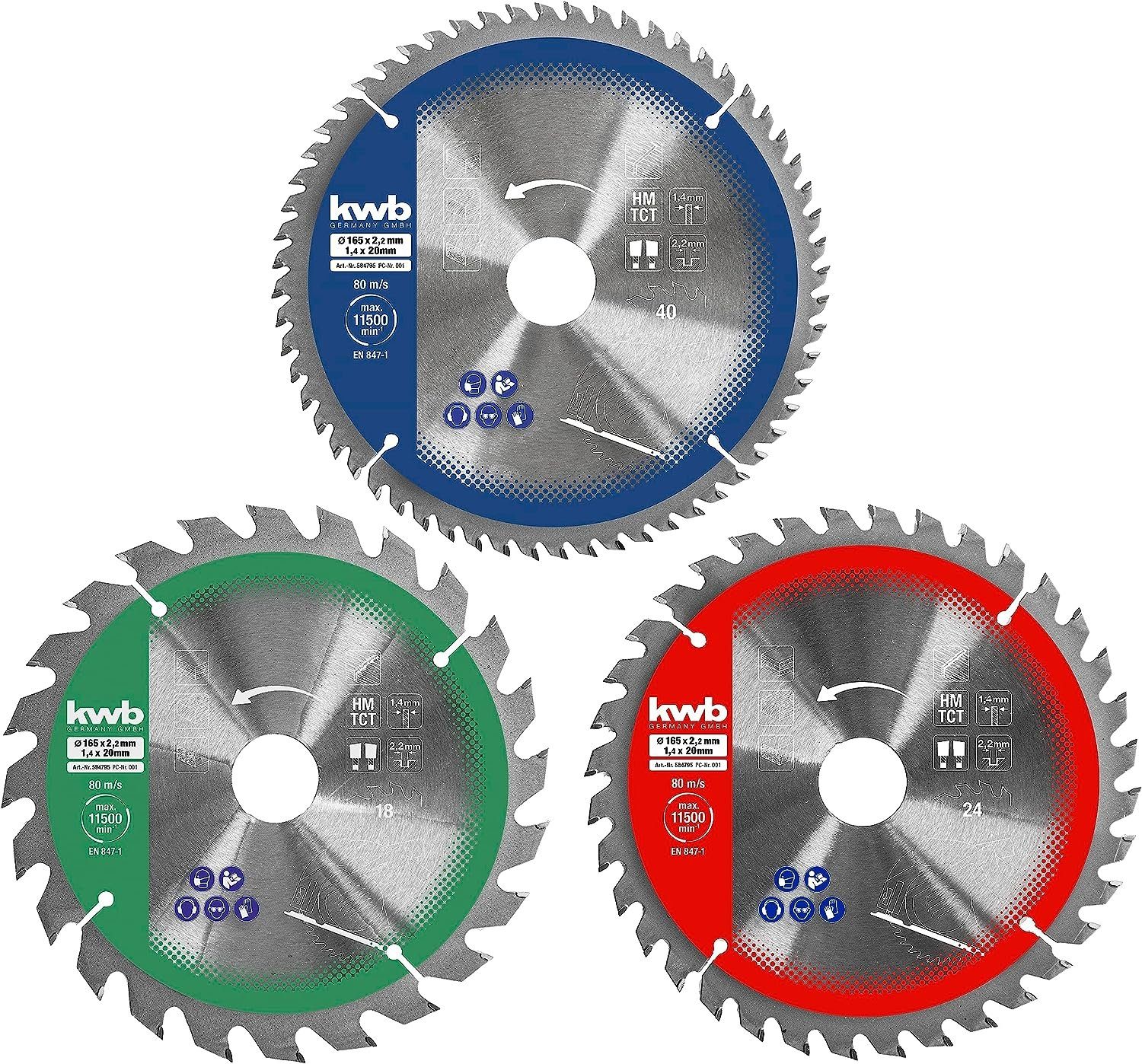 kwb Kreissägeblatt, Kreissägeblattsatz 3t 165x20mm günstig online kaufen