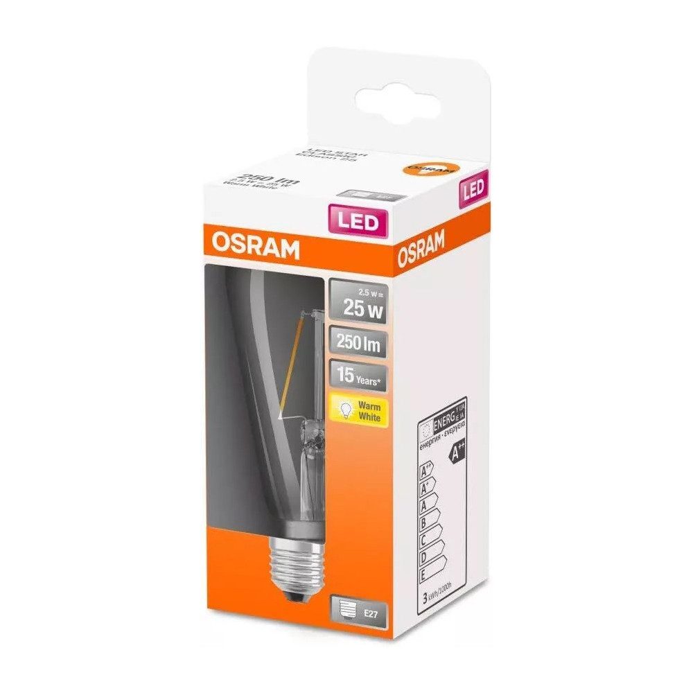 Osram LED-Leuchtmittel [4ER] LED Retrofit Lampe Leuchtmittel, E27, 4 St., Warmweiß, Energiesparend, Glühfaden Schraubsockel