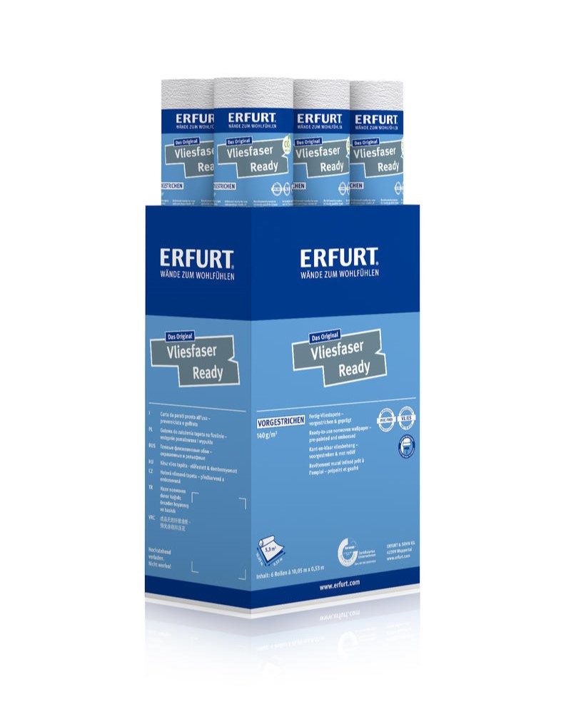 ERFURT Vliestapete 6 Rollen ERFURT VLIESFASER READY 304 weiße Tapete Strukt günstig online kaufen