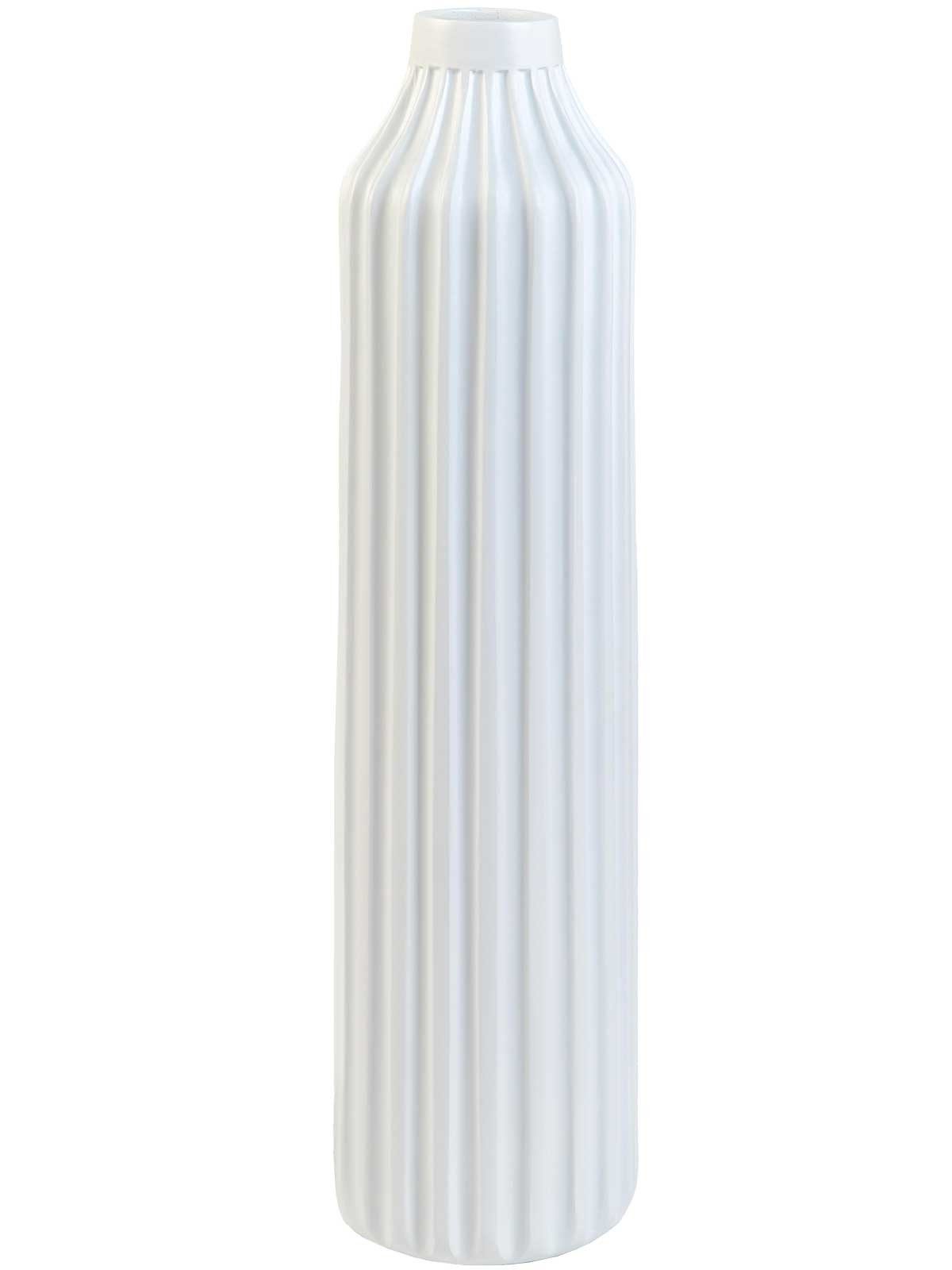 VIVANNO Bodenvase Fiberglas VERTO Säule - Wellenweiß Matt Mit Muster (1 St), 20x80 cm