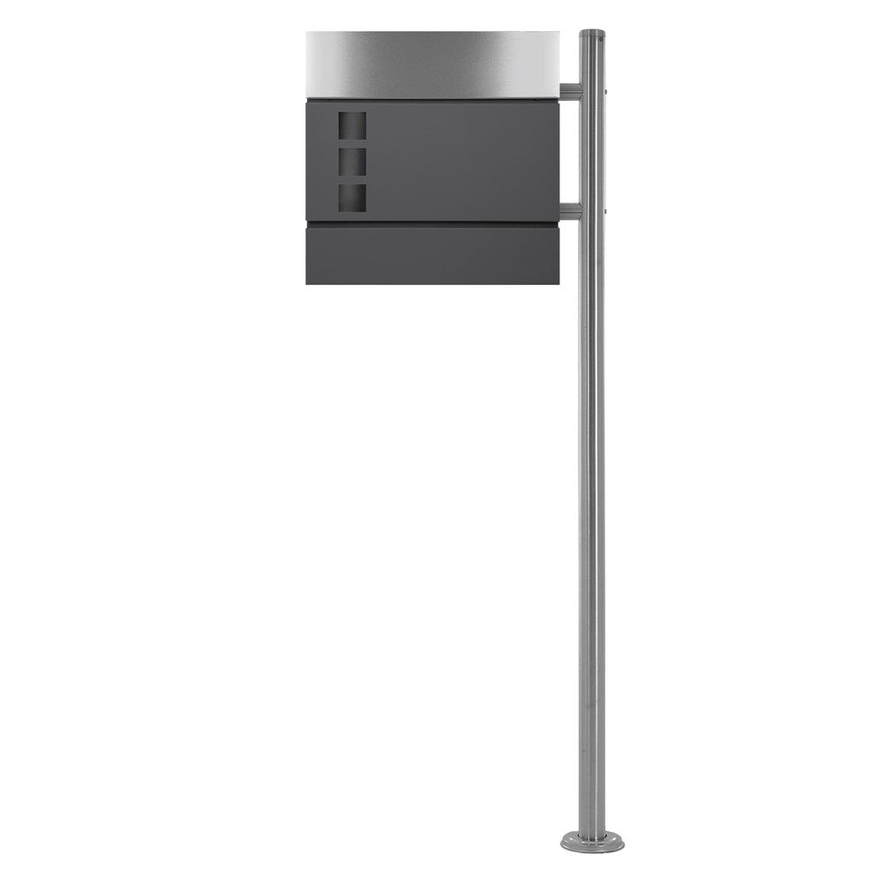 ML-DESIGN Standbriefkasten Wandbriefkasten Briefkasten Postkasten mit Zeitungsfach inkl. Standfuß, Briefkastenanlage mit Ständer Silber 120cm Mailbox mit Pfosten
