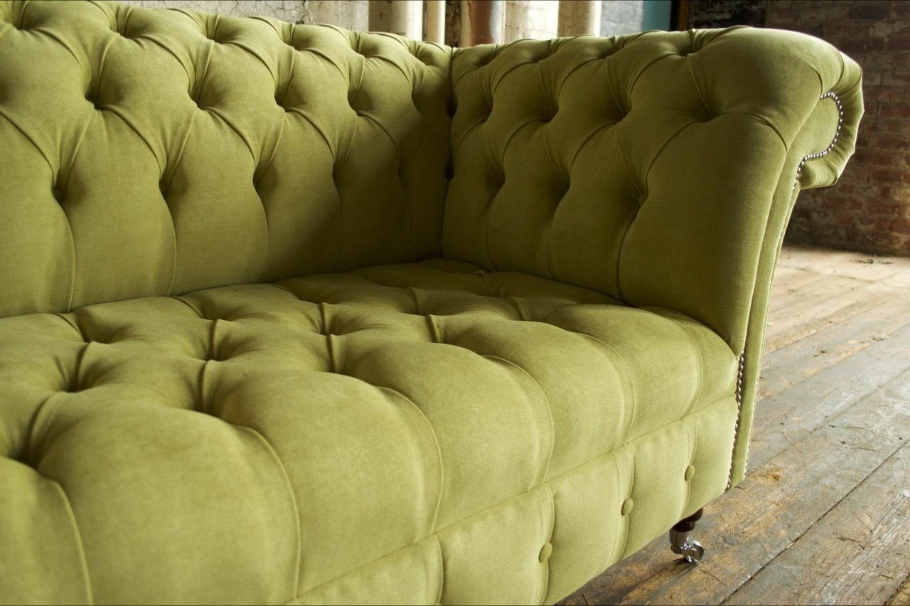 Chesterfield JVmoebel Garnitur Rollen Couch Design Polster Sofa Stoff Textil 2-Sitzer