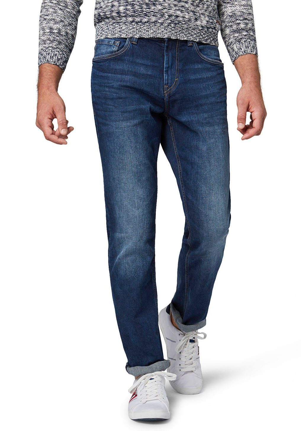 TOM TAILOR 5-Pocket-Jeans Josh mit Reißverschluss Mid stone washed denim