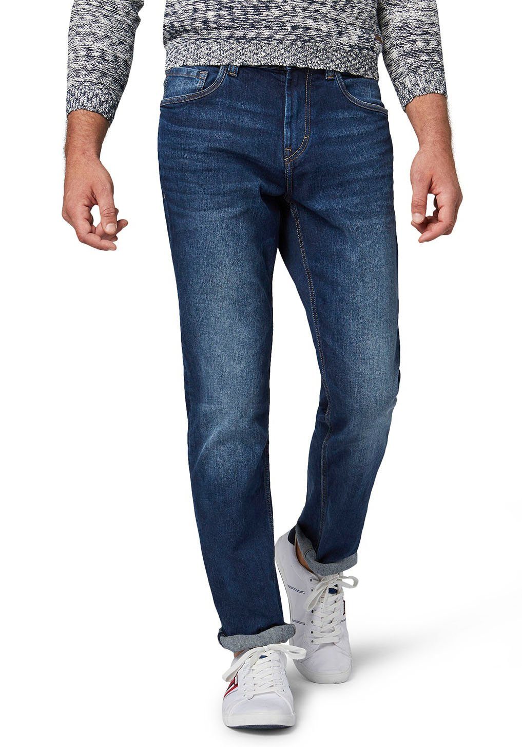 TOM TAILOR 5-Pocket-Jeans Josh mit Mid denim washed stone Reißverschluss