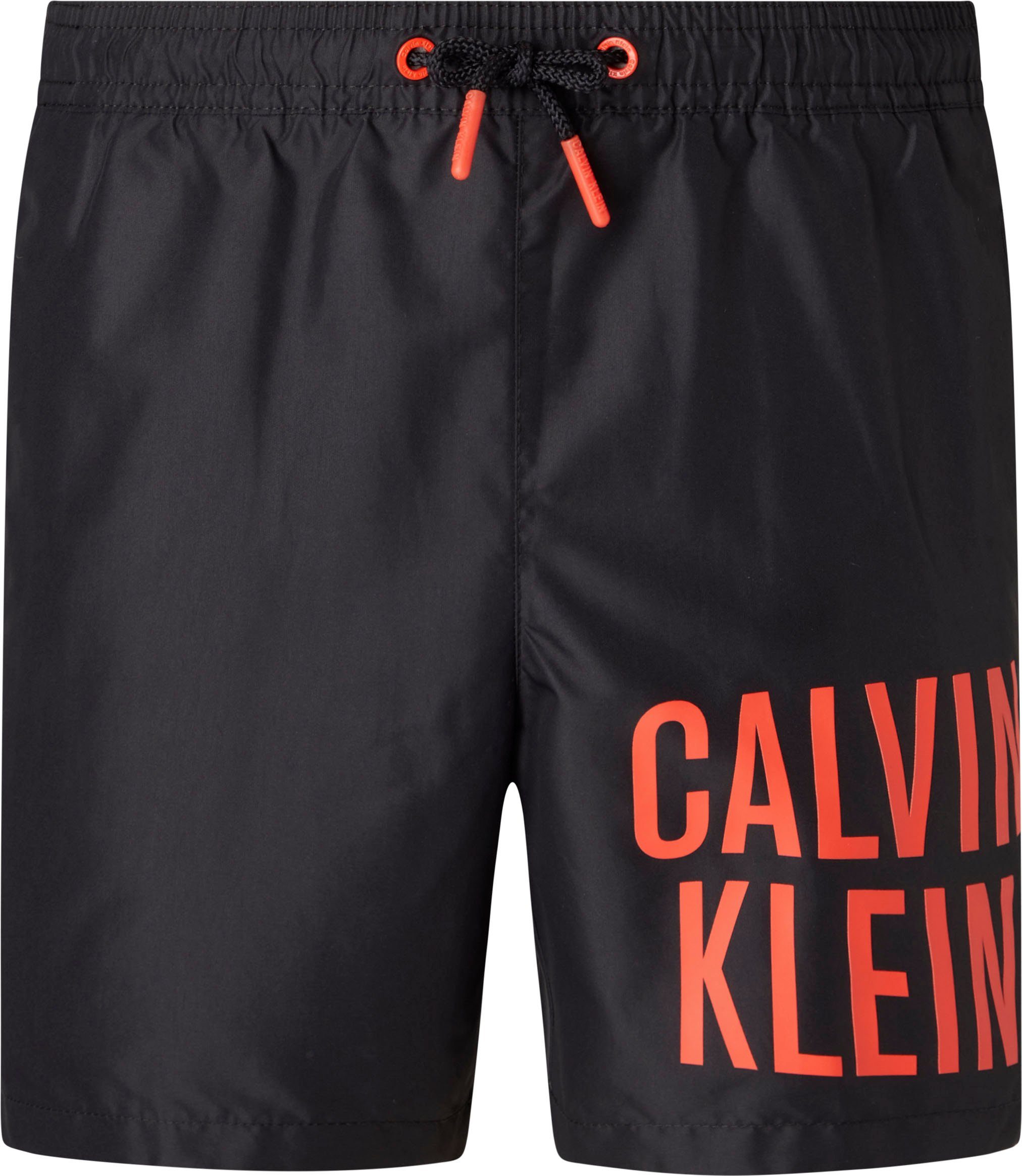 mit DRAWSTRING Badeshorts MEDIUM Calvin Schriftzug Klein Klein Calvin Pvh-Black Swimwear