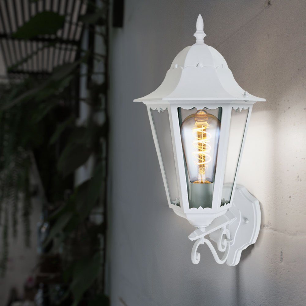 1x Außenlampe Warmweiß, etc-shop Aussenleuchte Laterne klar, inklusive, Leuchtmittel weiß Wandlampe Garten, Außen-Wandleuchte,