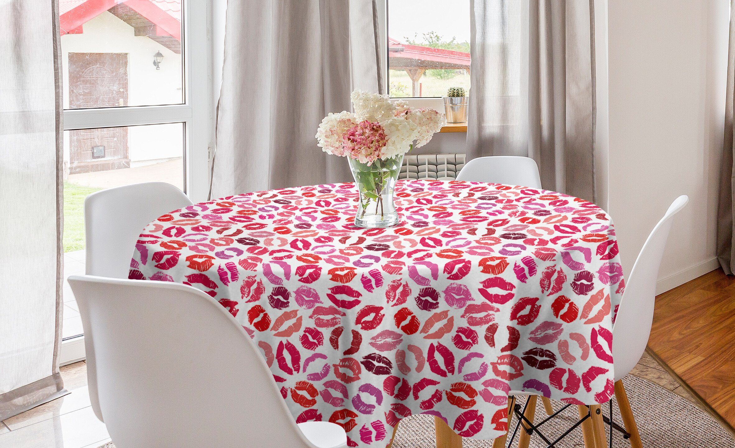Abakuhaus Tischdecke Kreis Tischdecke Abdeckung Dekoration, Romantisch Pattern Küche Lippenstif Esszimmer für
