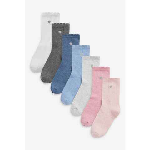 Next Socken Socken mit Baumwolle und Herzstickerei, 7er-Pack (7-Paar)