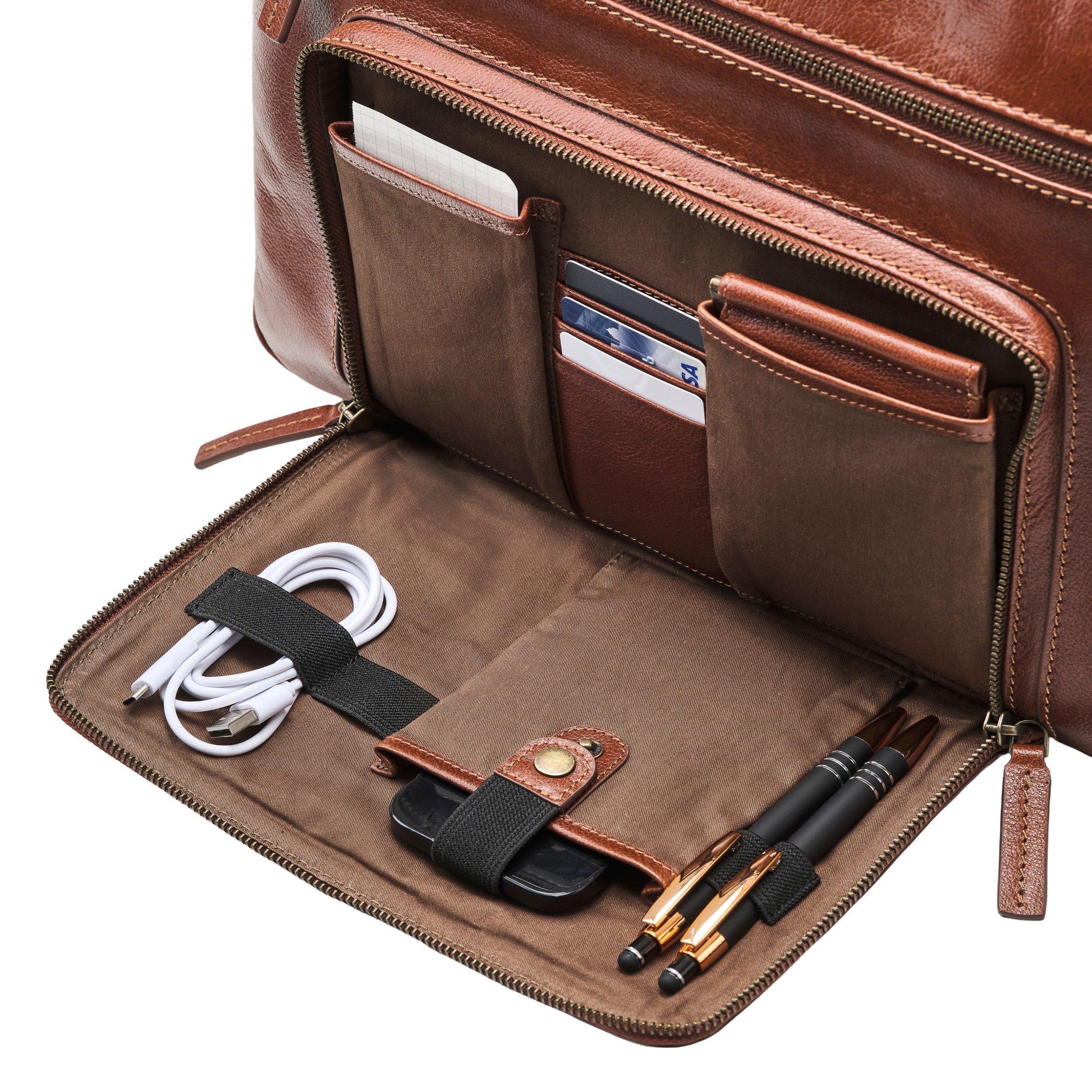 DRAKENSBERG Aktentasche Aktentasche »Silvio« Kastanien-Braun, Herren, aus l günstig online kaufen