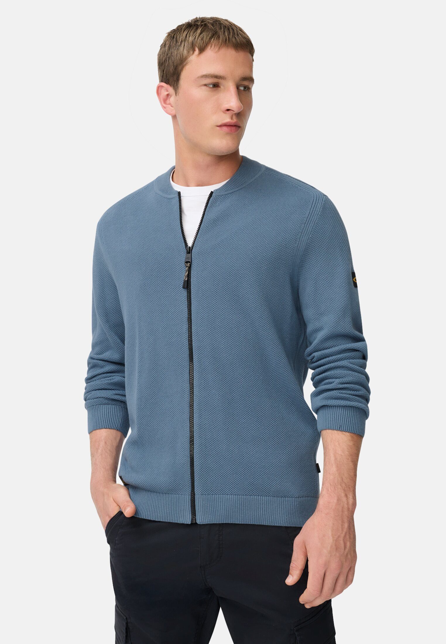 camel active Strickjacke im Bomberstil Langarm Stehkragen Stehkragen günstig online kaufen