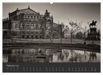 CALVENDO Wandkalender Dresden Schwarz Weiss 2023 (Premium, hochwertiger DIN A2 Wandkalender 2023, Kunstdruck in Hochglanz)