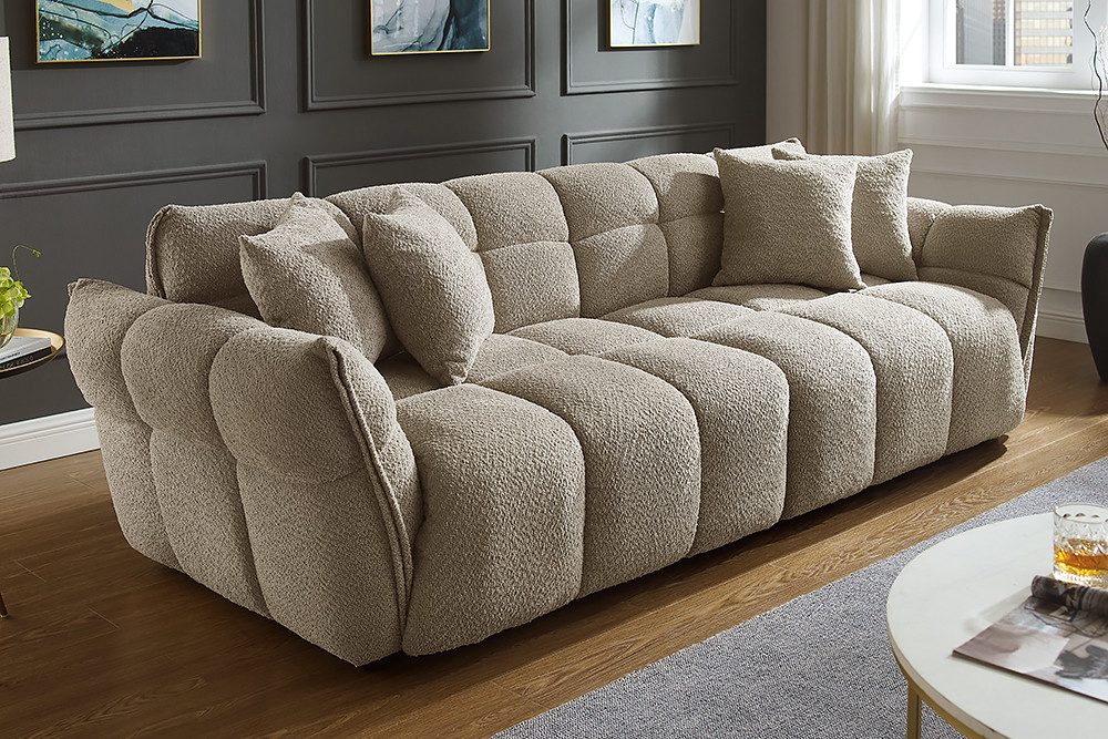 riess-ambiente 3-Sitzer CLOUD 260cm beige · XXL Couch mit Boucléstoff-Bezug günstig online kaufen