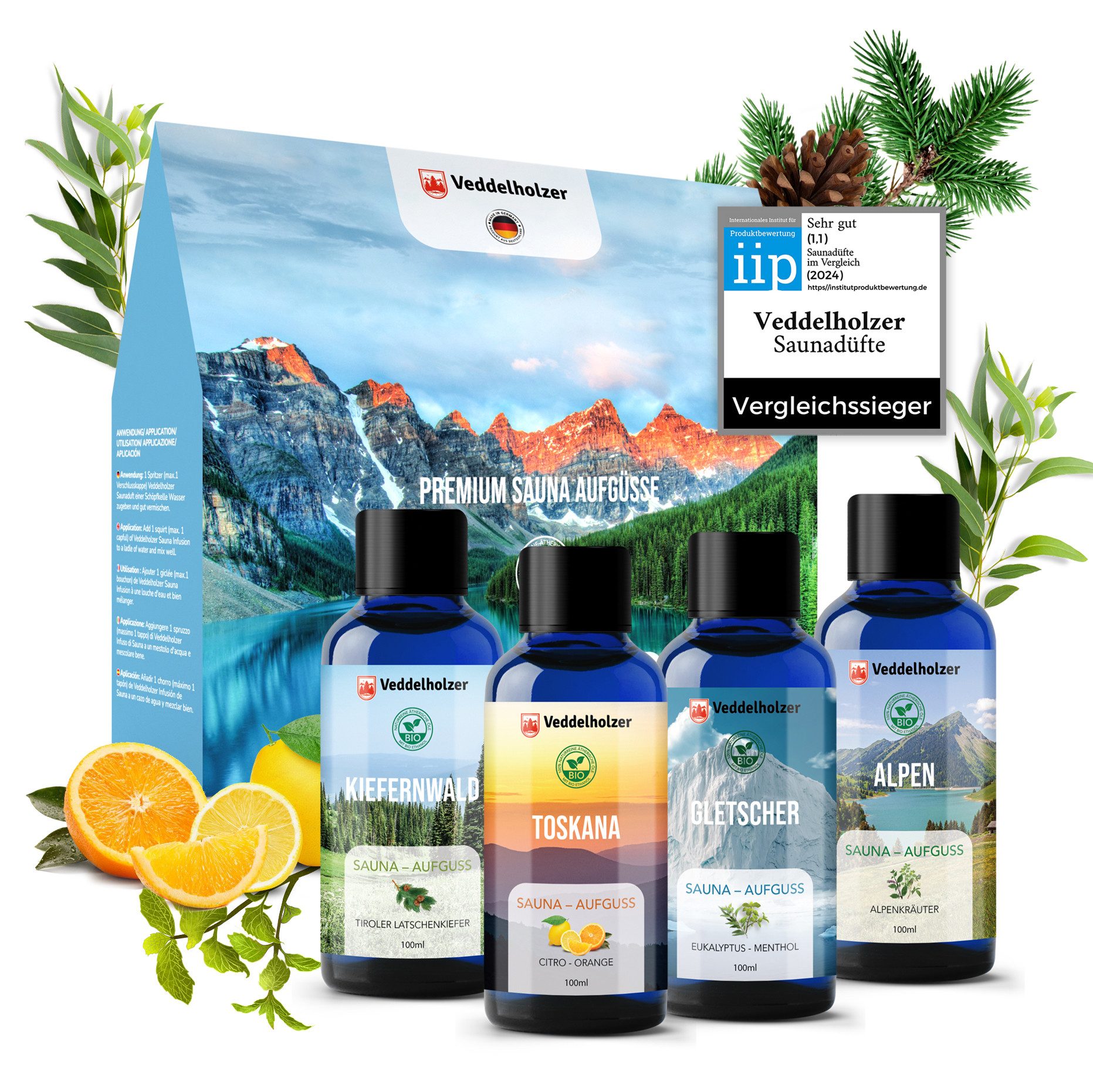 Veddelholzer Garten Sauna-Aufgussset BIO Saunaaufguss Geschenkset günstig online kaufen