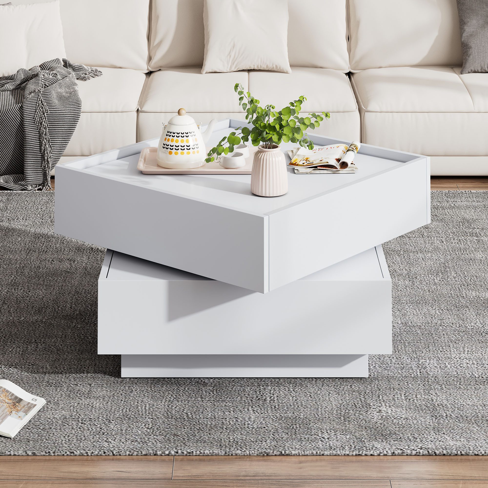 HAUSS SPOLE Couchtisch 360° drehbare Tischplatte günstig online kaufen
