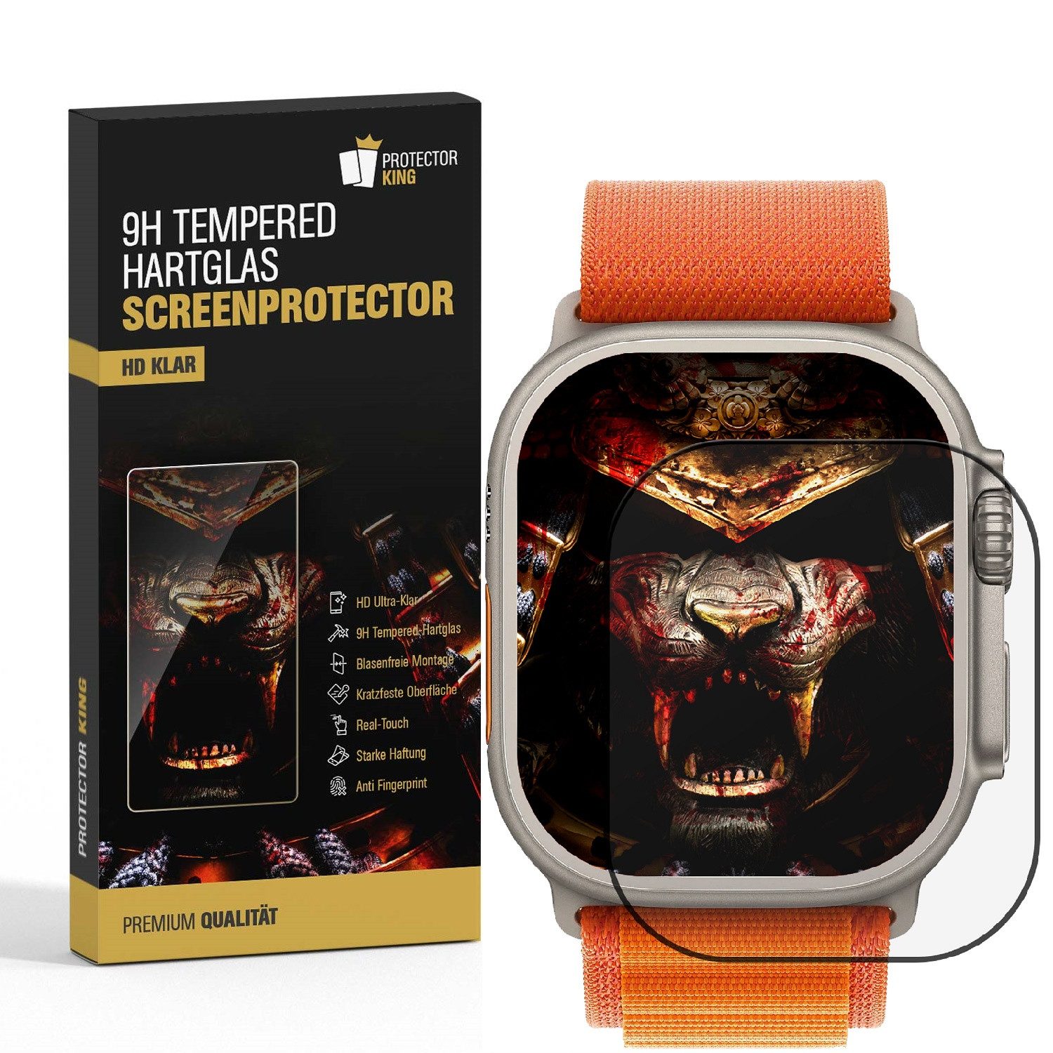 Protectorking Schutzfolie 3x 9H Panzerglas für Apple Watch Ultra 49mm HD KLAR Displayschutz, (3-Stück), Echtglas Tempered 9H Panzerhartglas, Displayschutz, Schutzglas 3D KLAR