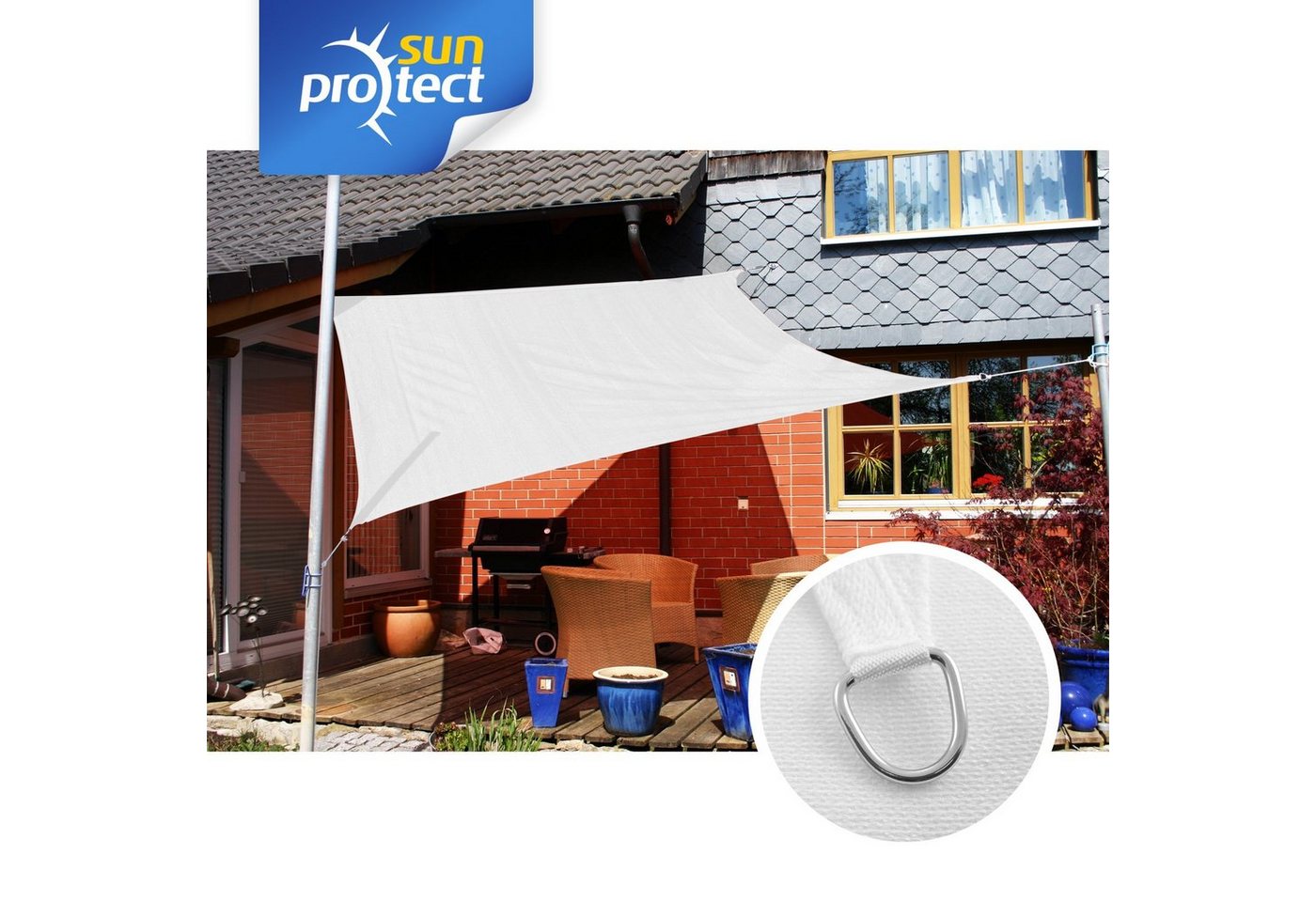 Thumbnail - sunprotect Sonnensegel 3,6 x 3,6 m Quadrat, ideal für Garten, Balkon & Terrasse