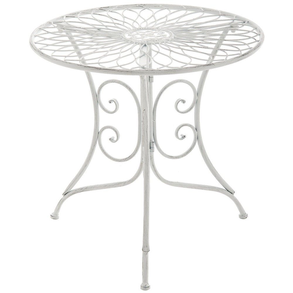 CLP Beistelltisch Gartentisch Balkontisch Eisentisch (Spar-Set, 1-St., Ø 55 x 52 cm wetterfest), wetterfest, pflegeleicht, Patina, Jugendstil-Optik