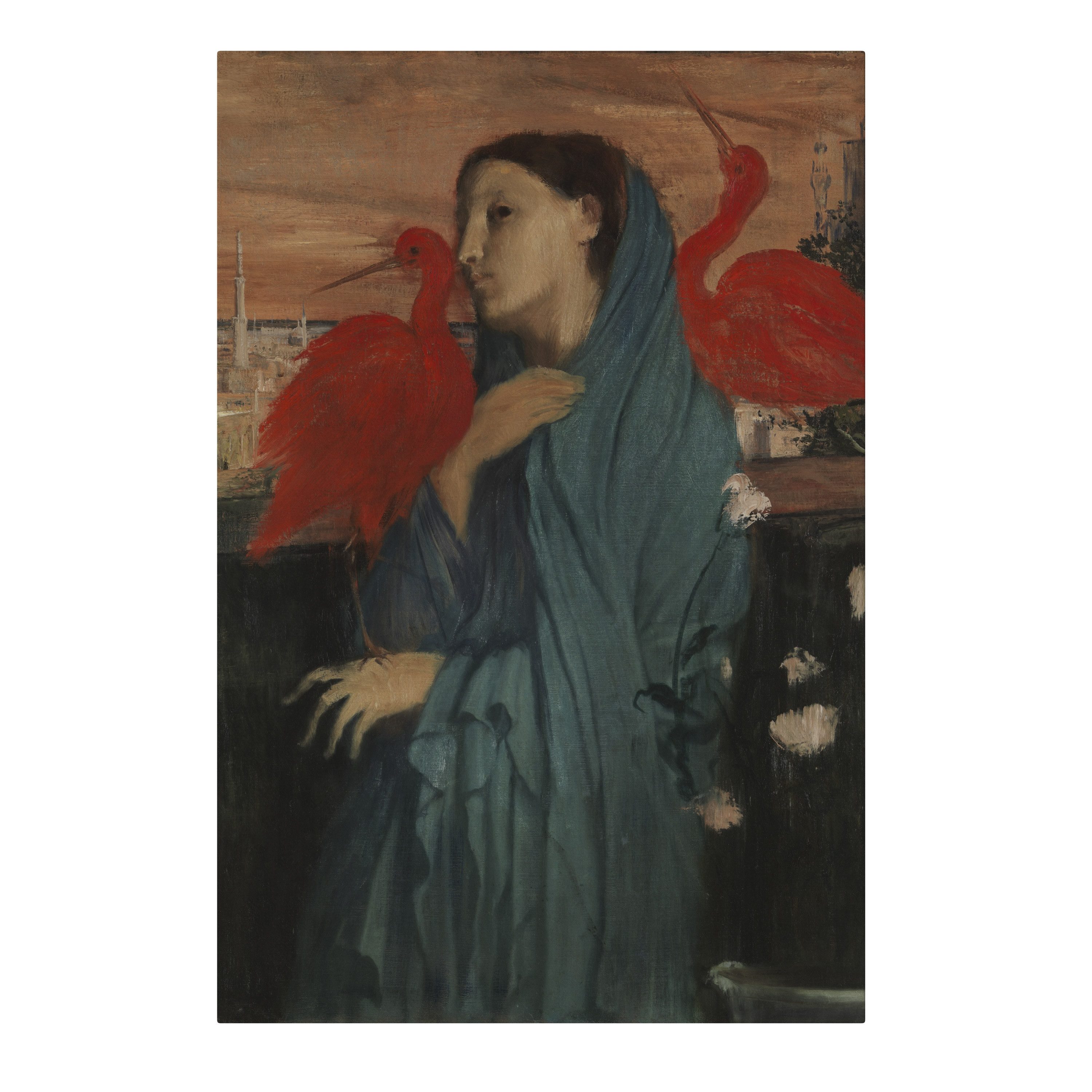 SPACEREBELS Leinwandbild YOUNG WOMAN WITH IBIS, Romantik (1 St), 3 cm Keilrahmen, Baumwollleinwand