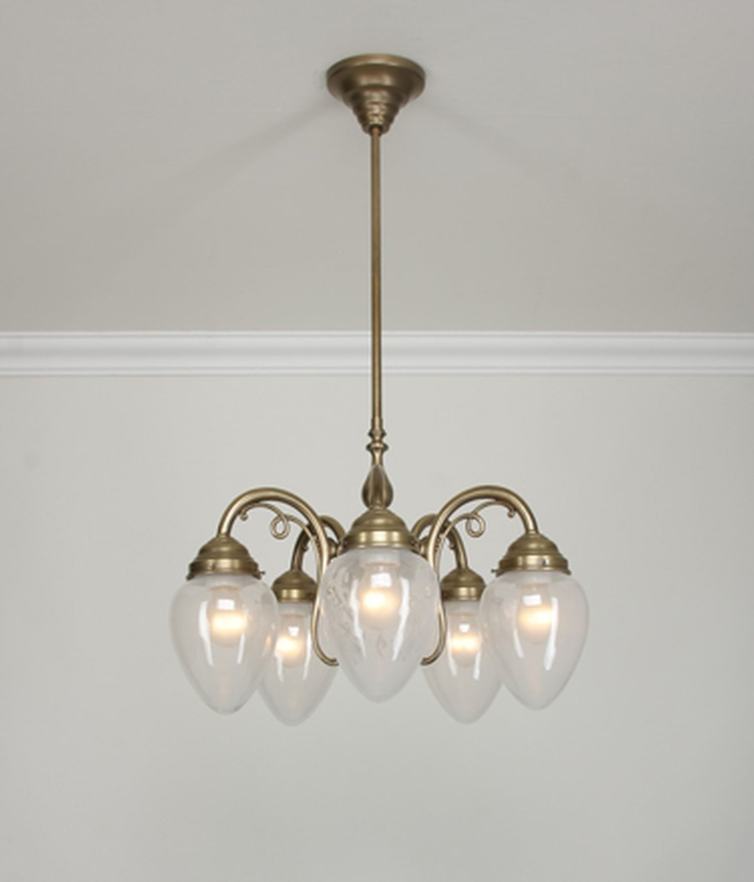 Licht-Erlebnisse Pendelleuchte D215, ohne Leuchtmittel, Glas Messing massiv H: max. 92 cm in Berliner Blau E27 Jugendstil