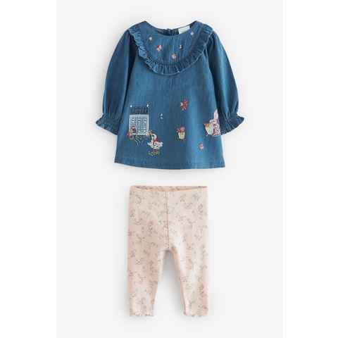 Next Shirt & Leggings 2-teiliges Baby-Set mit Jeans-Oberteil + Leggings (2-tlg)