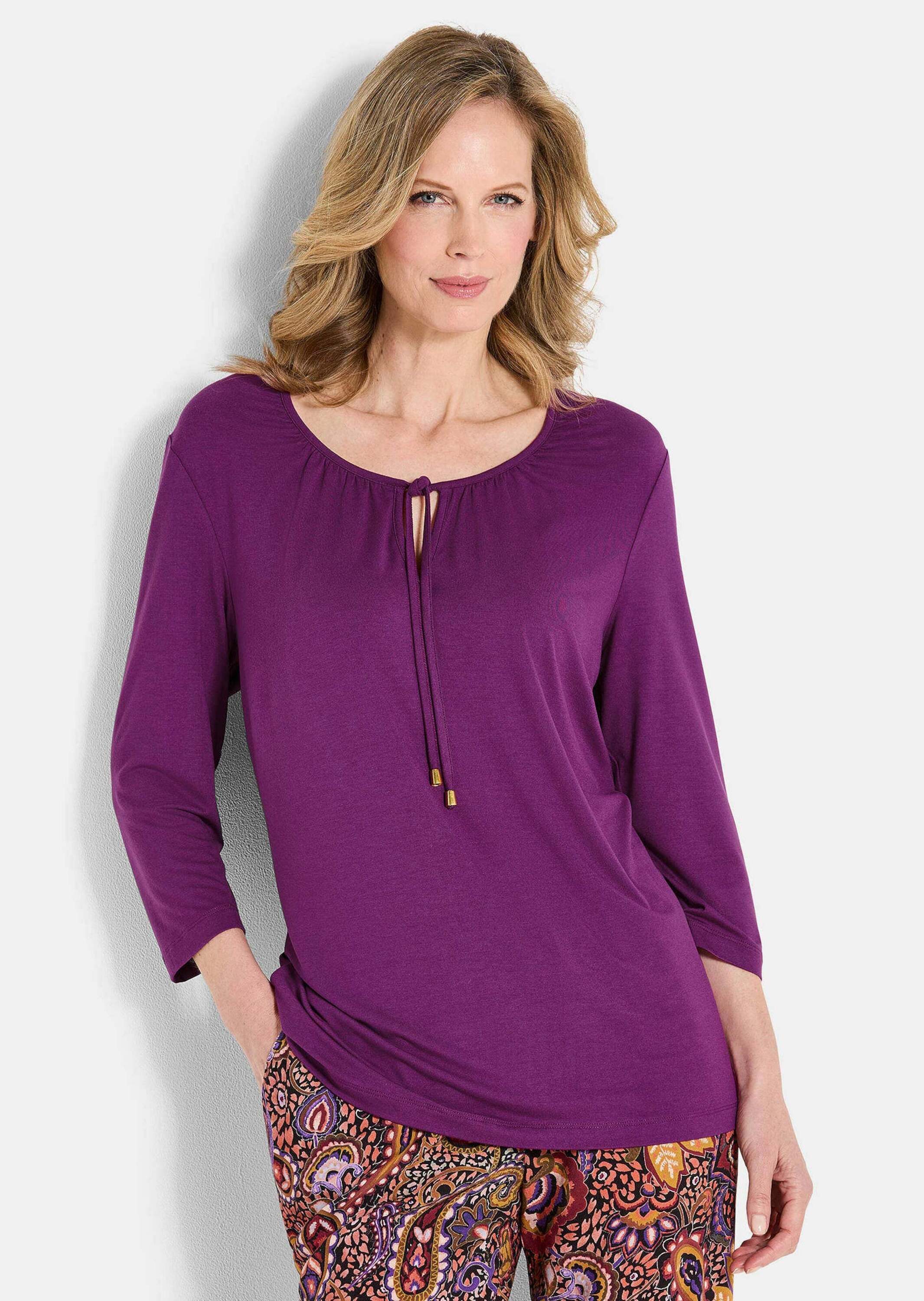 GOLDNER Longshirt Halbarm Viskose-Oberteil, Rundhals Lockeres Longsleeve, 3 günstig online kaufen